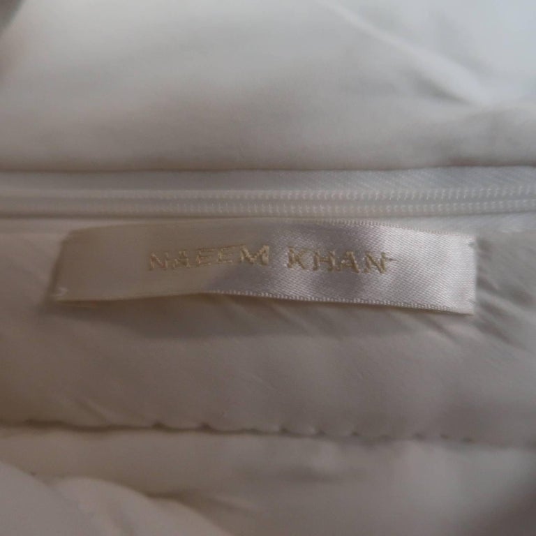 NAEEM KHAN Gown - Size M Cream Silk Crepe Chiffon Rhinestone Beaded ...