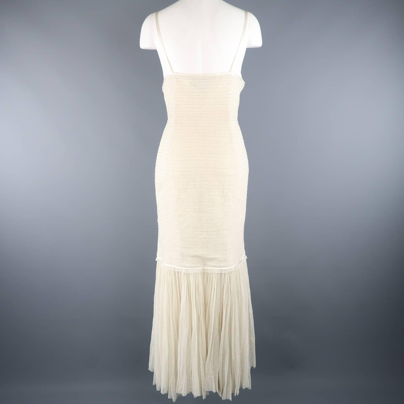 Ralph Lauren Gown - Collection - Cream Beaded Drop Waist Tulle Dress In New Condition In San Francisco, CA