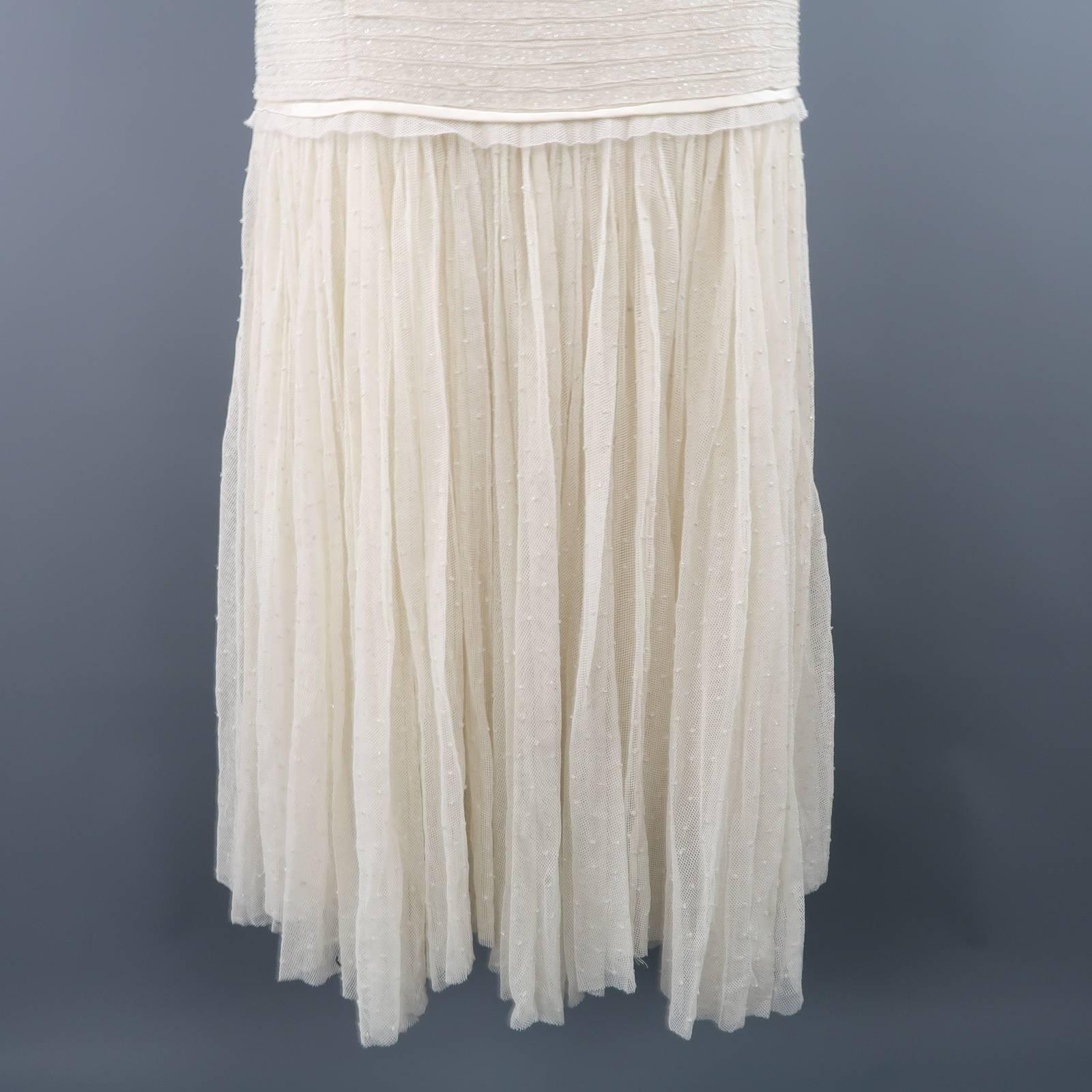 Beige Ralph Lauren Gown - Collection - Cream Beaded Drop Waist Tulle Dress