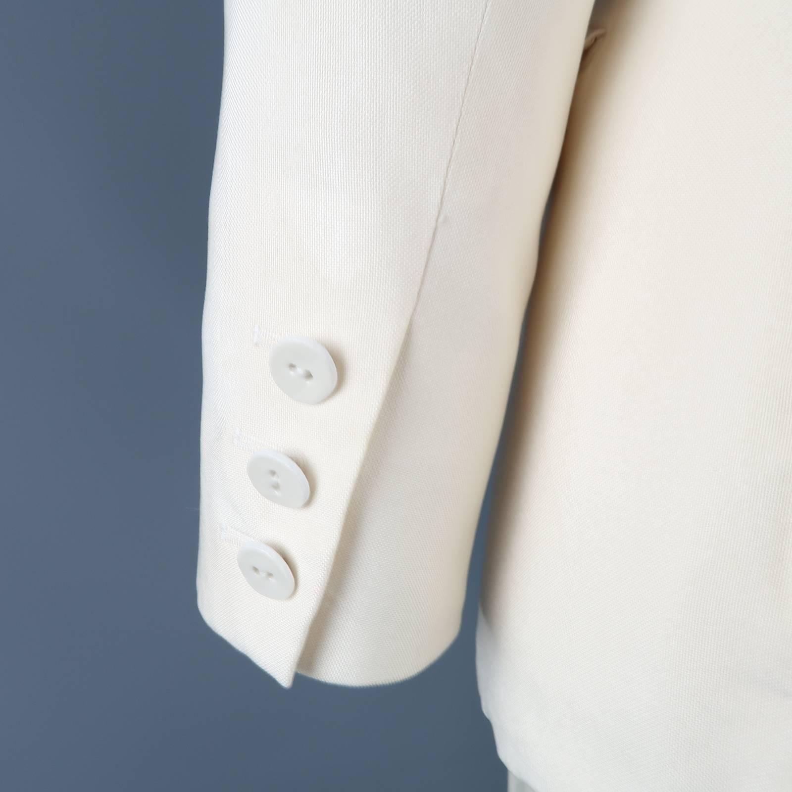 YVES SAINT LAURENT Size 8 Cream Silk Peak Lapel Pants Suit In Good Condition In San Francisco, CA
