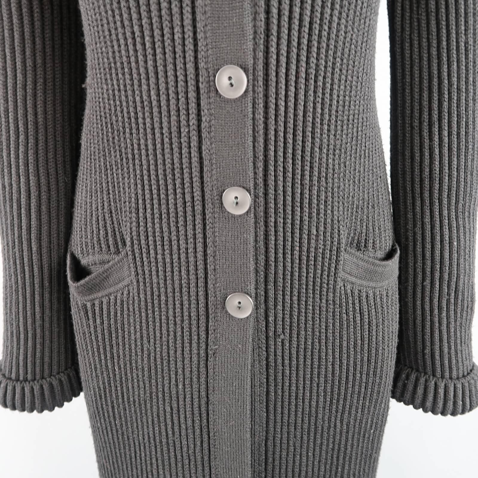 Women's GIORGIO ARMANI Size 12 Black Wool / Silk Feather Collar Cardigan Coat