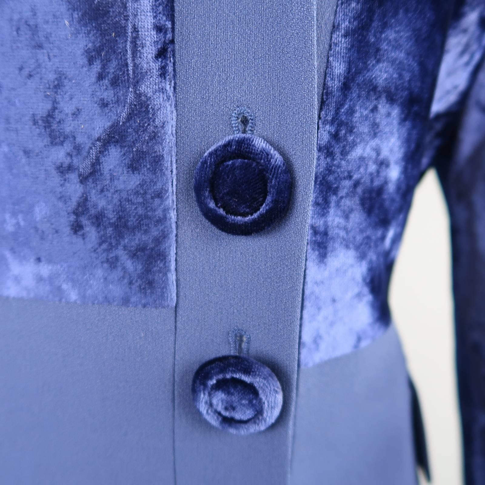 Women's GIANFRANCO FERRE Size 8 Blue Velvet Panel Skirt Suit