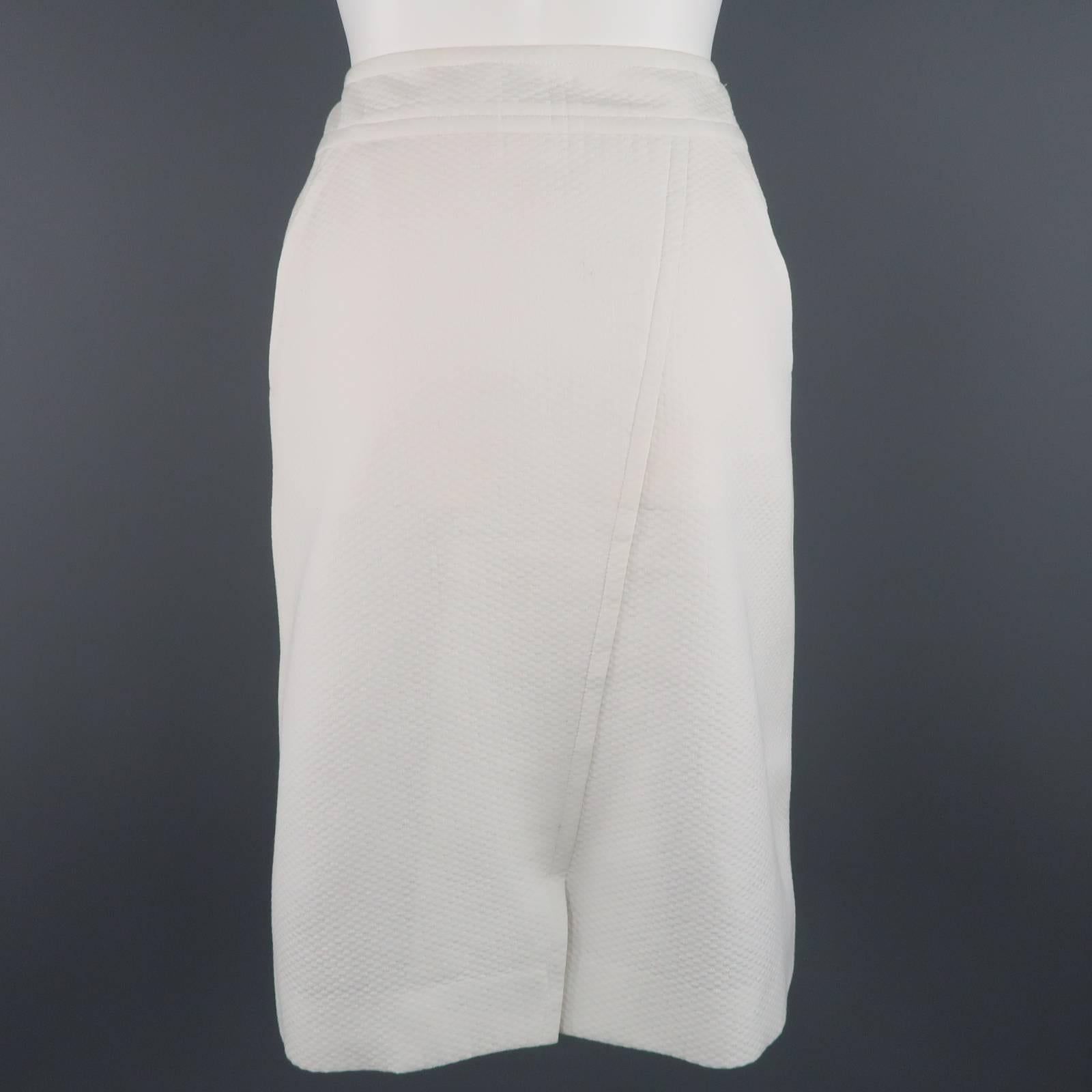 CHANEL Skirt - Size 2 White Cream Textured Cotton Button A-line Skirt 2