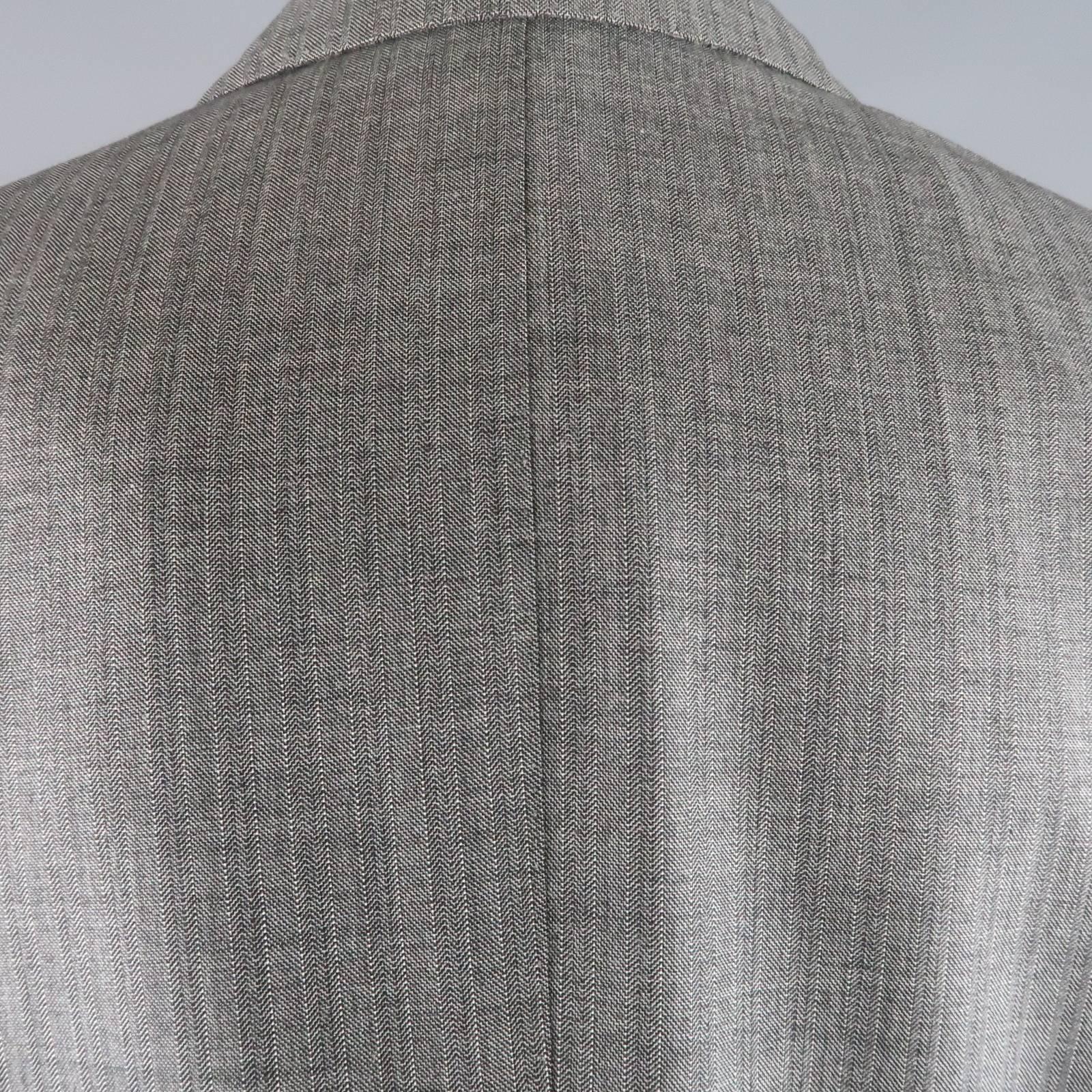 Gray Tom Ford Suit - Men's Grey Herringbone Wool Peak Lapel Jacket & Pants