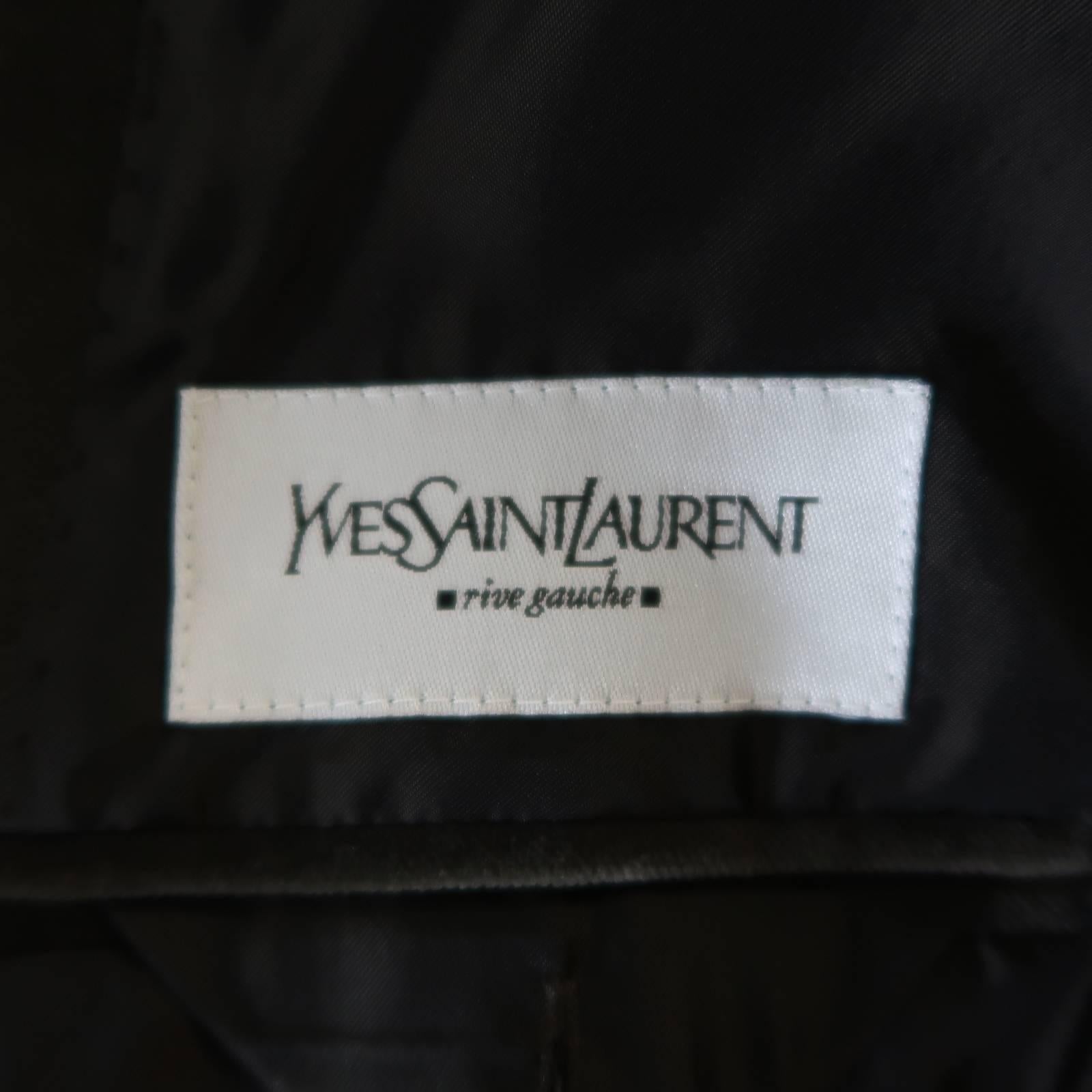 YVES SAINT LAURENT Size 34 Dark Taupe Velvet Patch Pocket Sport Coat 2