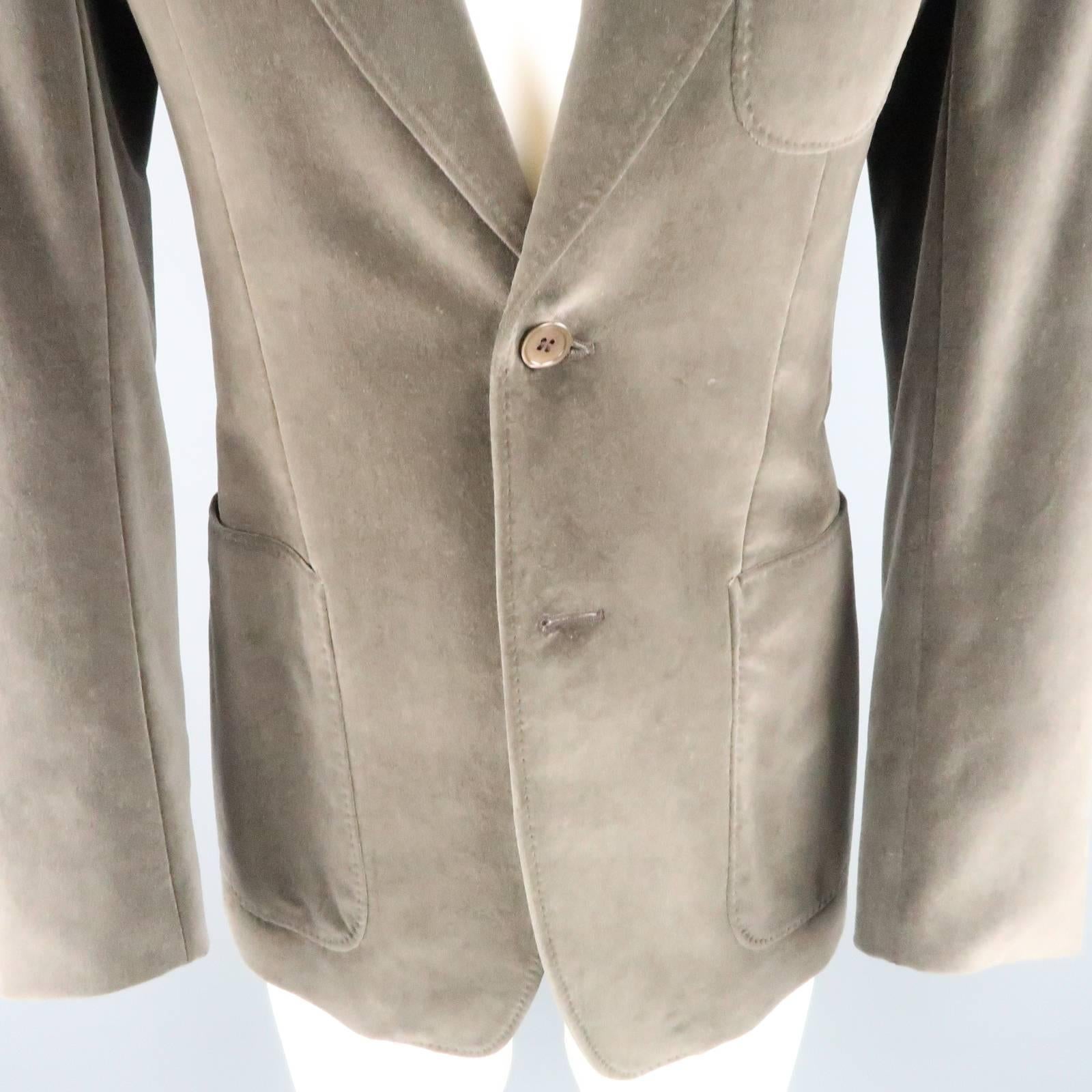 YVES SAINT LAURENT Size 34 Dark Taupe Velvet Patch Pocket Sport Coat In Good Condition In San Francisco, CA