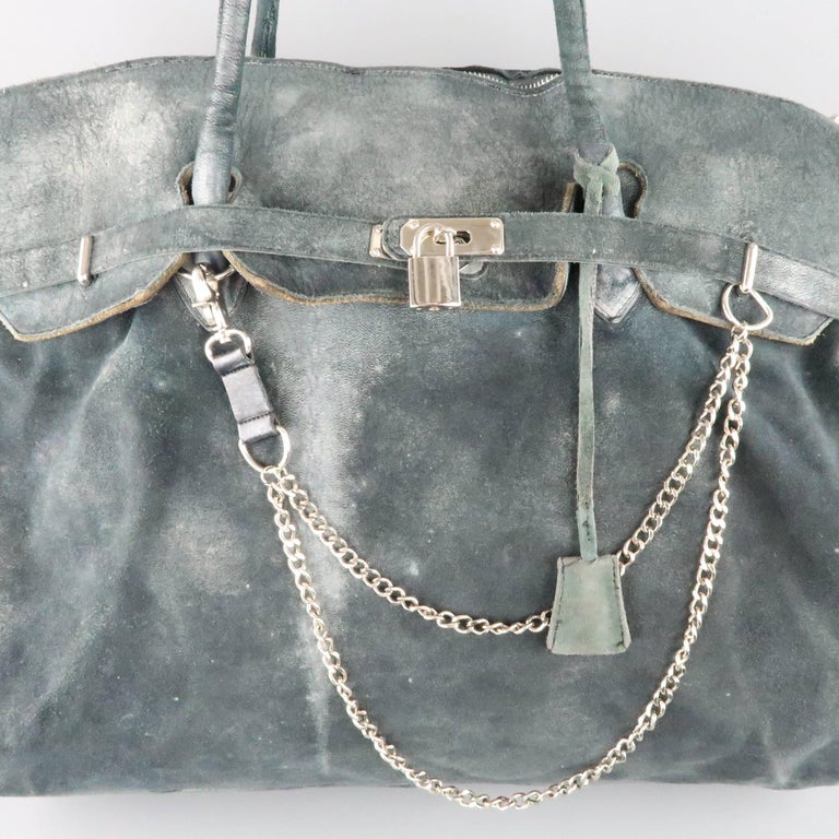 MARCO TAGLIAFERRI バッグ MARCO TAGLIAFERRI Teal Over Distressed Leather Oversized 'Birk