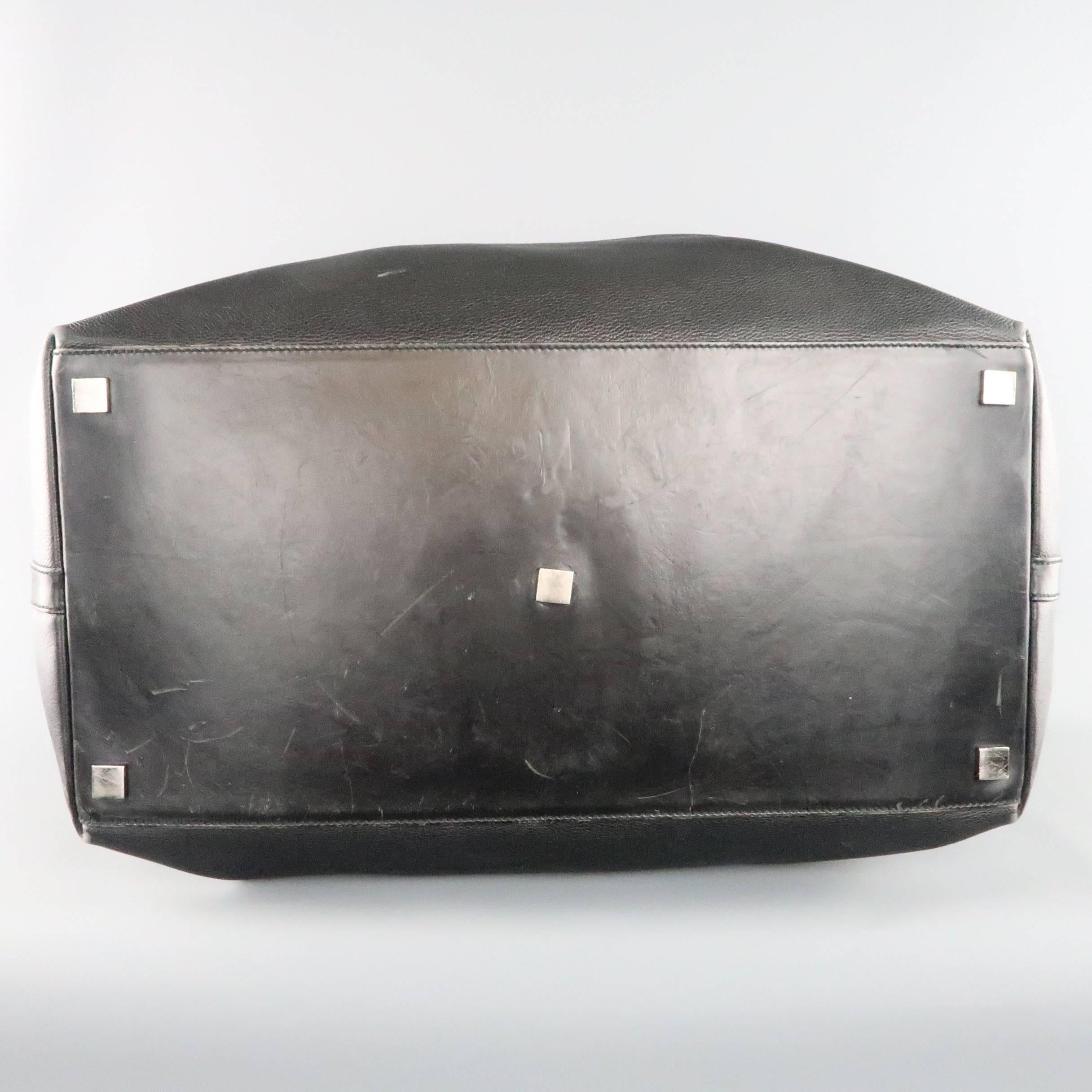 YVES SAINT LAURENT Black Leather Large Box Duffle Travel Bag 3