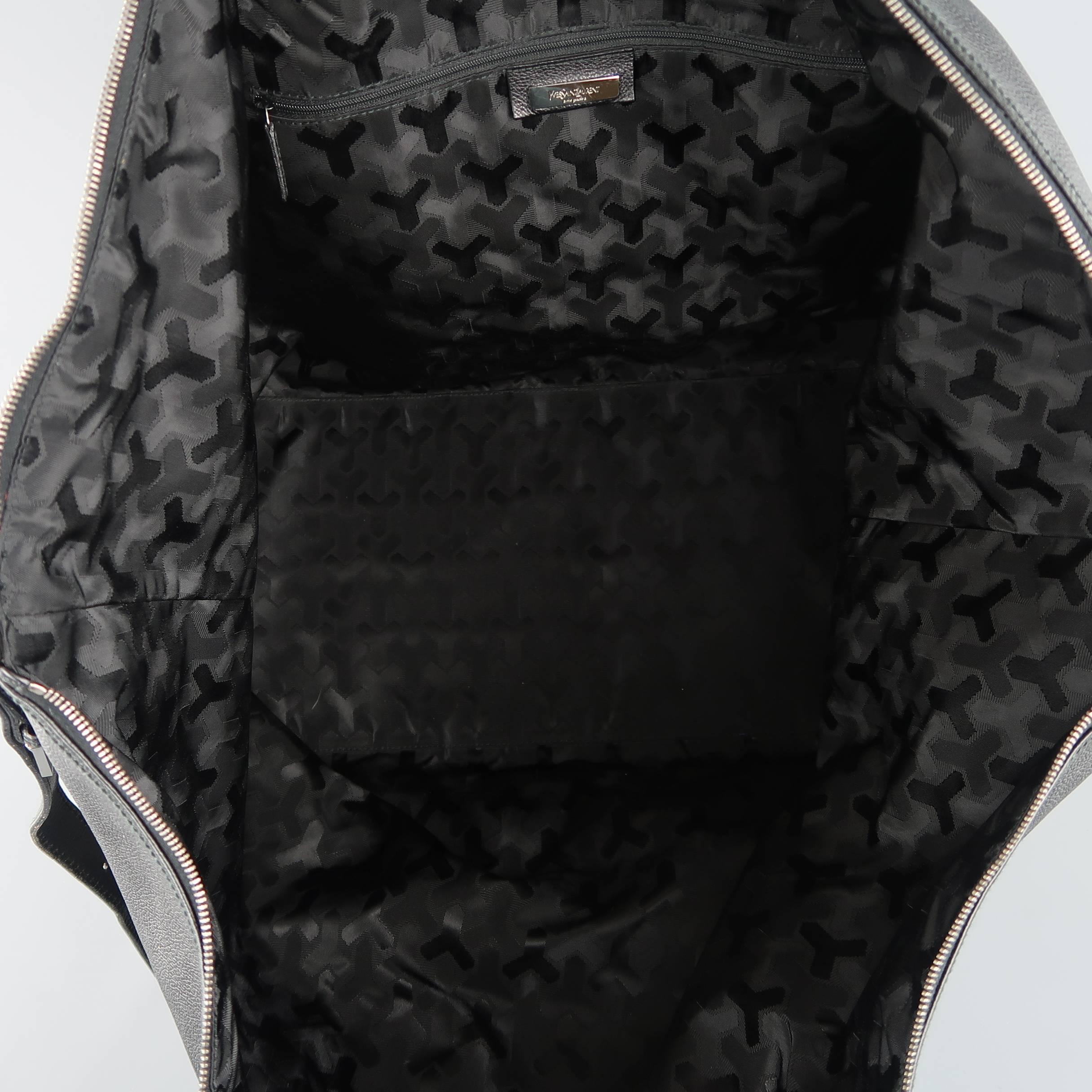 YVES SAINT LAURENT Black Leather Large Box Duffle Travel Bag 4