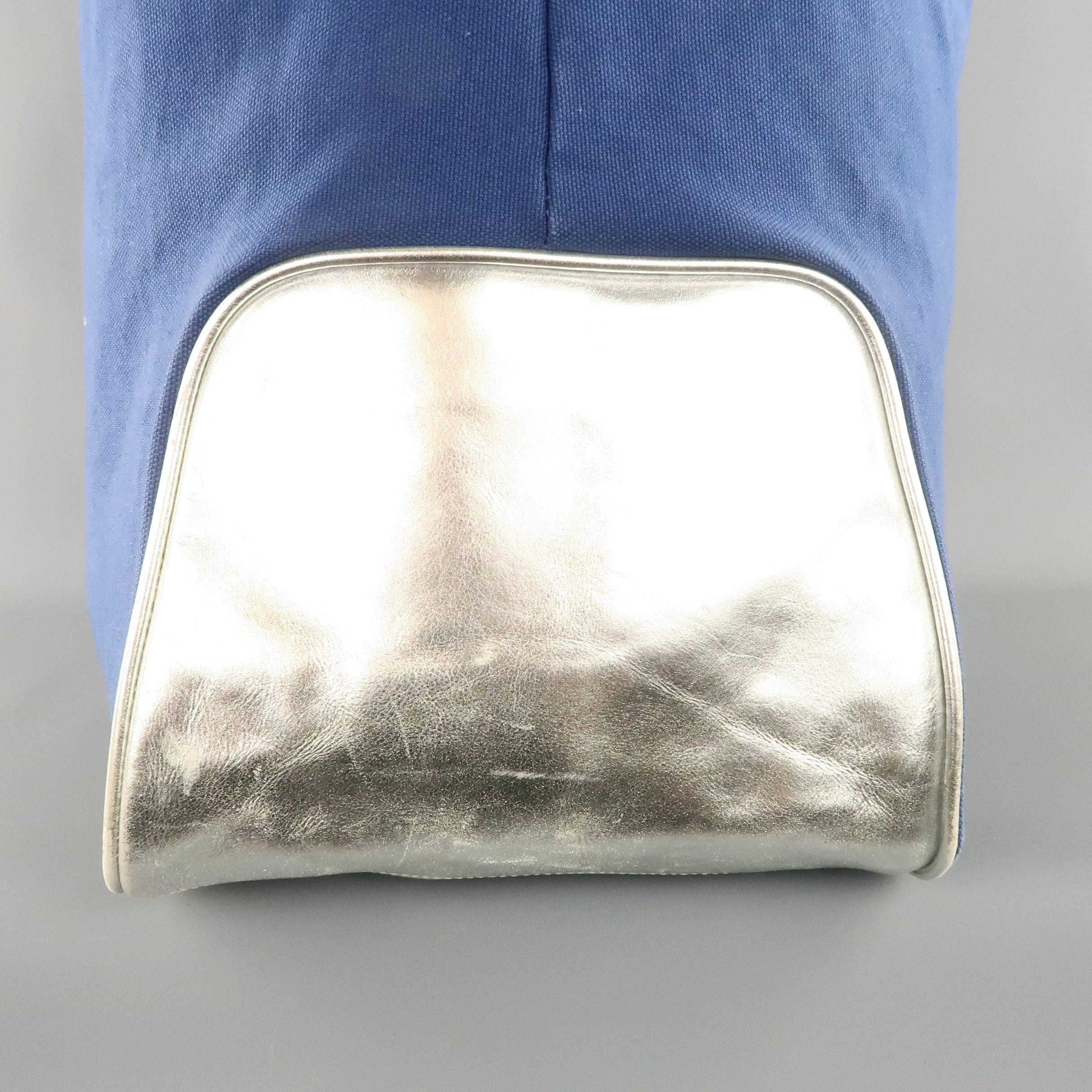 Women's or Men's RAF SIMONS X EASTPAK Blue & Silver Canvas/Leather Weekender Shoulder Bag
