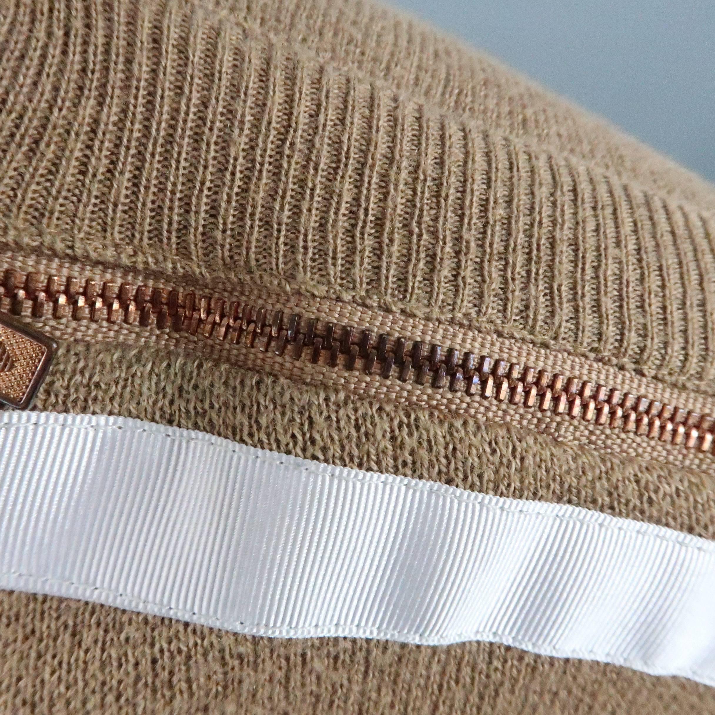 Beige Men's EMPORIO ARMANI Size XS Tan & Gray Solid Wool / Cotton Zip Pullover
