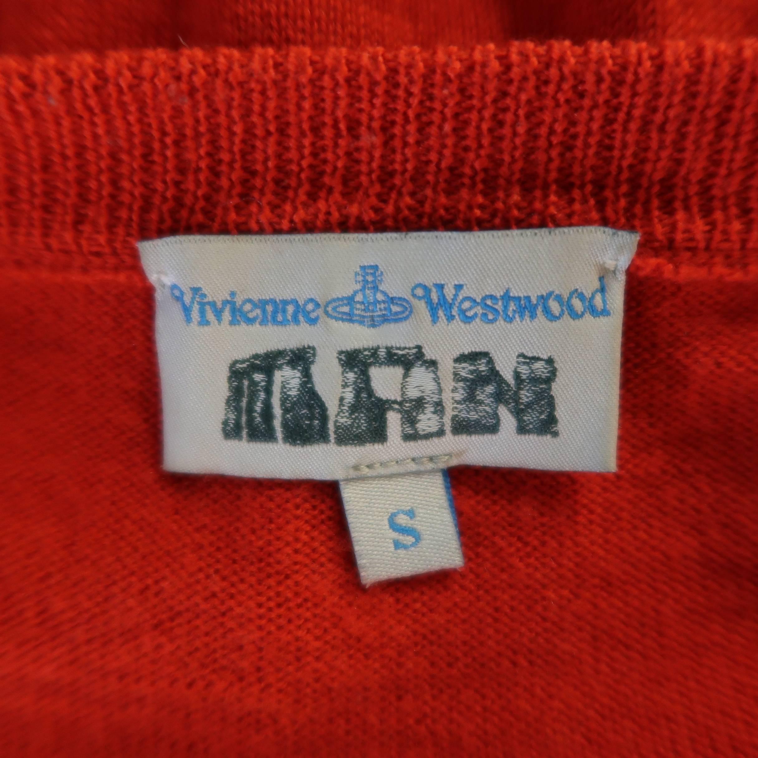 Men's VIVIENNE WESTWOOD Size S Red & Purple Color Block Stripe Wool Cardigan 3