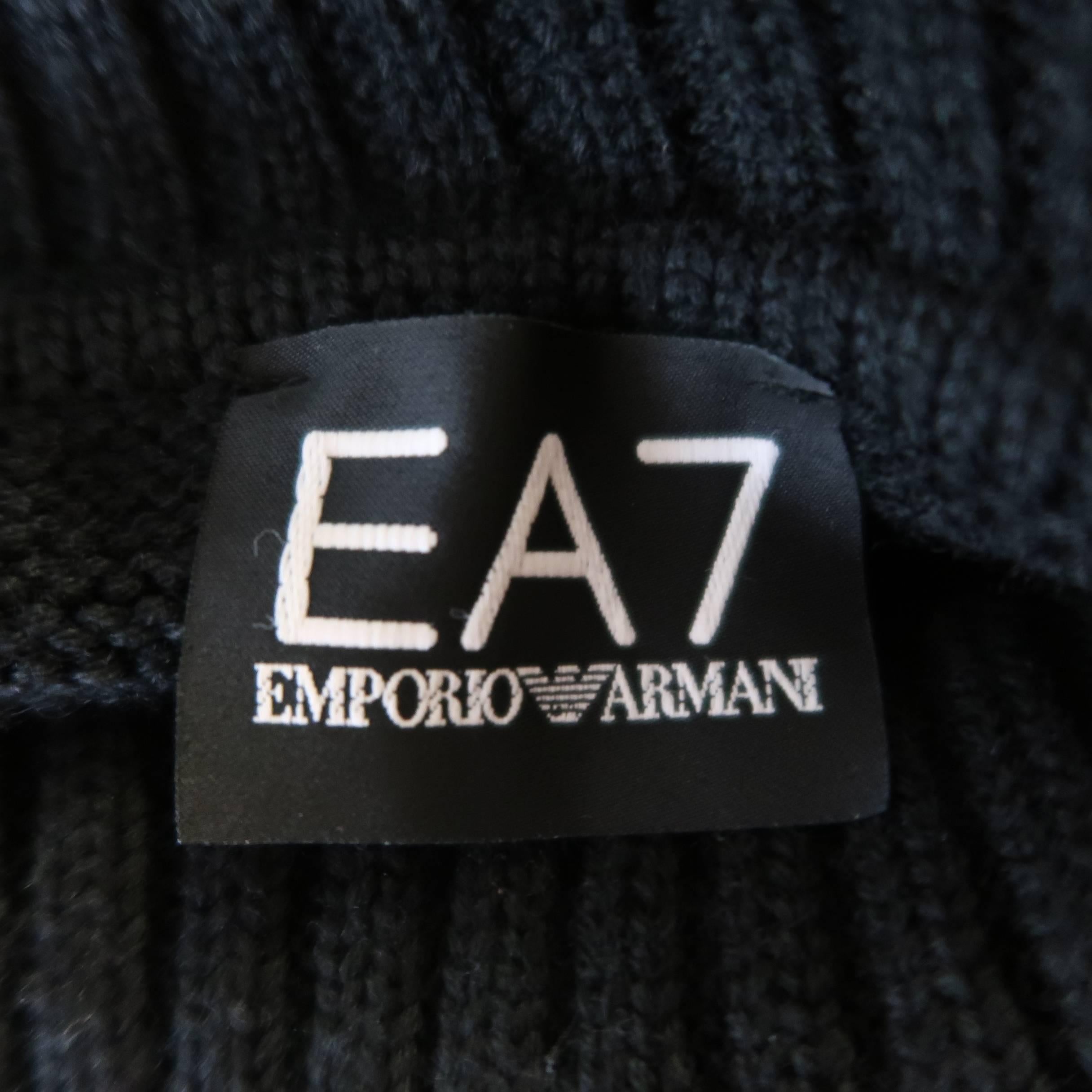 EMPORIO ARMANI EA7 S Black & Yellow Embroidered Wool Blend Turtleneck Sweater 5