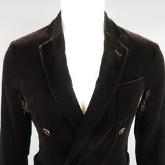 Men's GIORGIO ARMANI 38 Brown Velvet Double Breasted Sport Coat