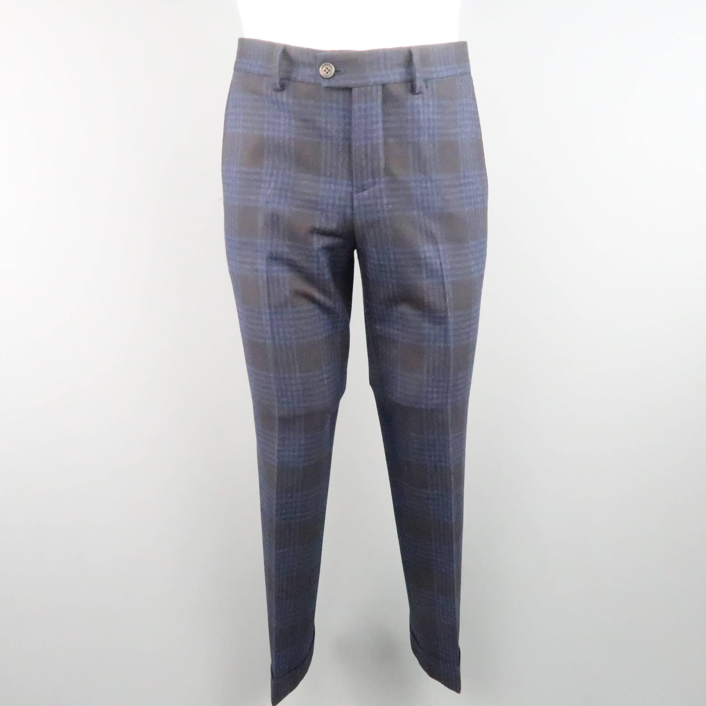 BRUNELLO CUCINELLI Suit - Navy Plaid Jacket Pants - Retail $4, 995 In Excellent Condition In San Francisco, CA