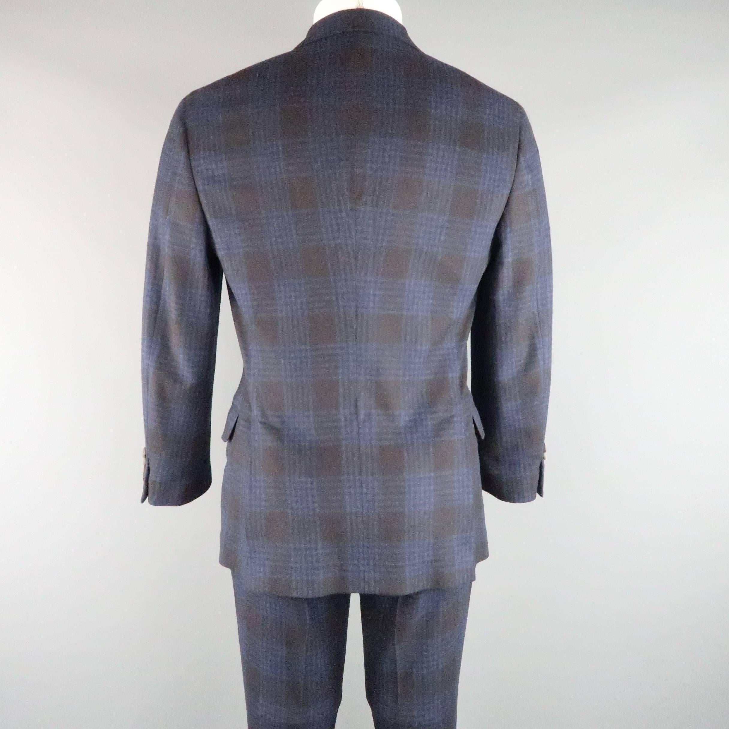 Black BRUNELLO CUCINELLI Suit - Navy Plaid Jacket Pants - Retail $4, 995