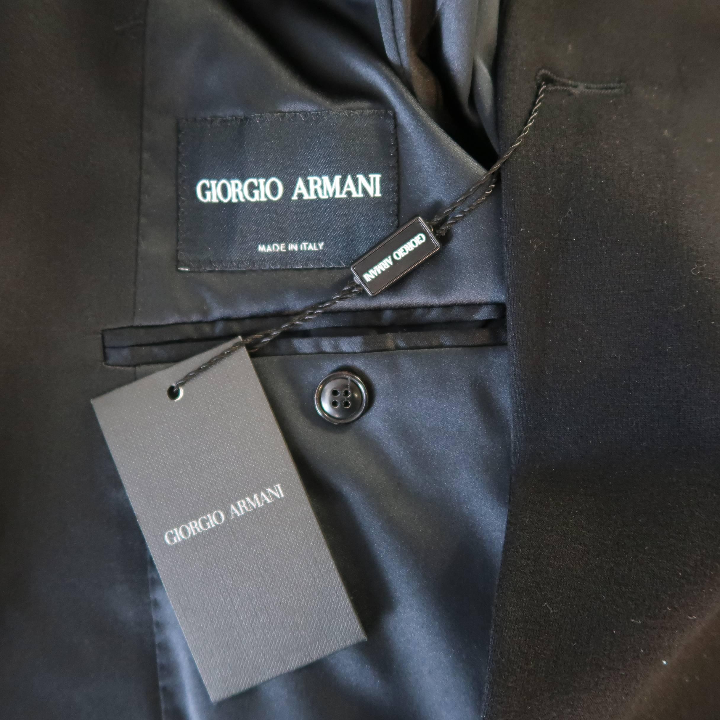 New GIORGIO ARMANI 38 Regular Black Jersey Satin Tuxedo Suit- Retail $3, 195.00 3