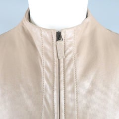 Men's GIORGIO ARMANI 38 Taupe Perforated Leather Collarless Jacket