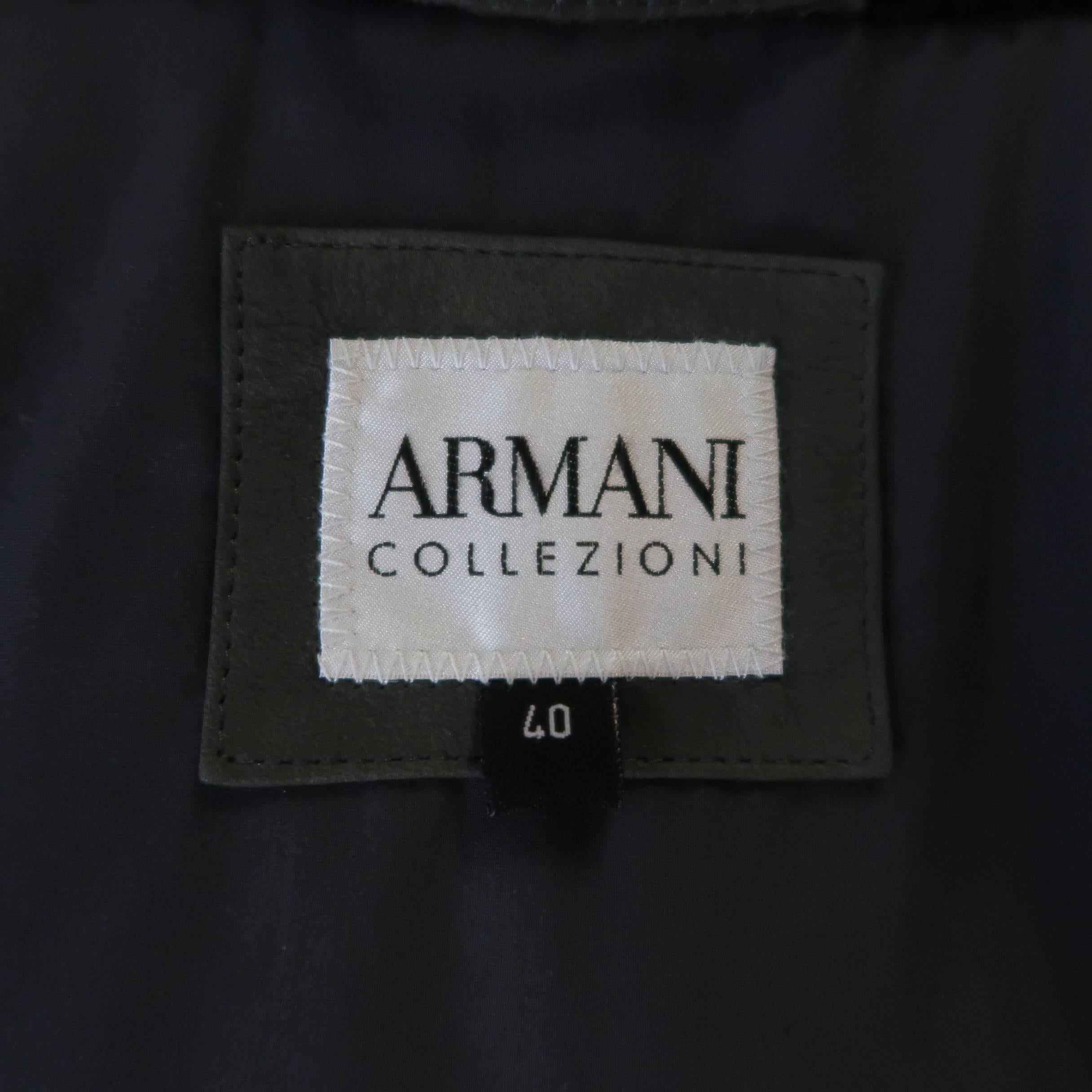Men's ARMANI COLLEZIONI 40 Slate & Black Leather Shearling Trim Jacket 3