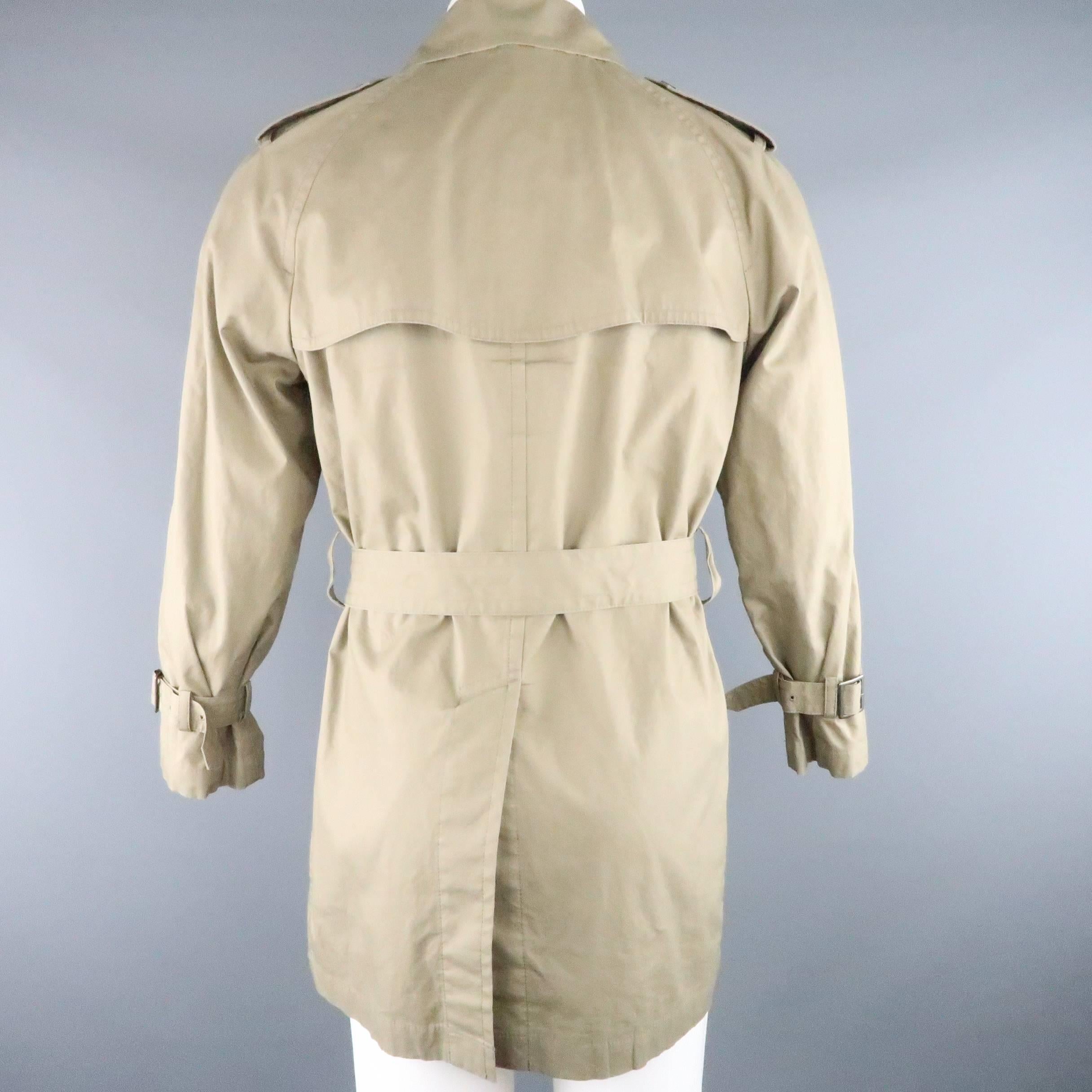 Men's JUNYA WATANABE S Khaki Cotton Yellow Paisley Liner Trenchcoat 3
