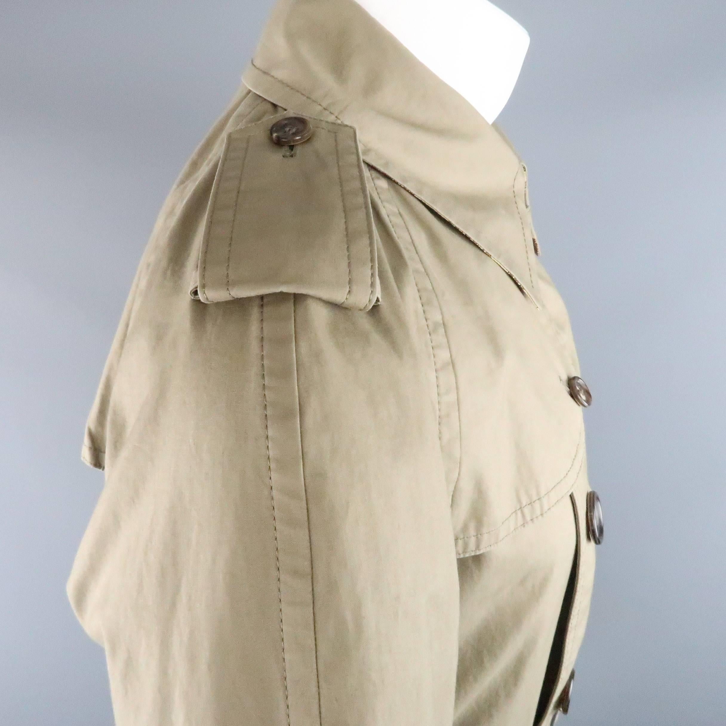 Men's JUNYA WATANABE S Khaki Cotton Yellow Paisley Liner Trenchcoat 1