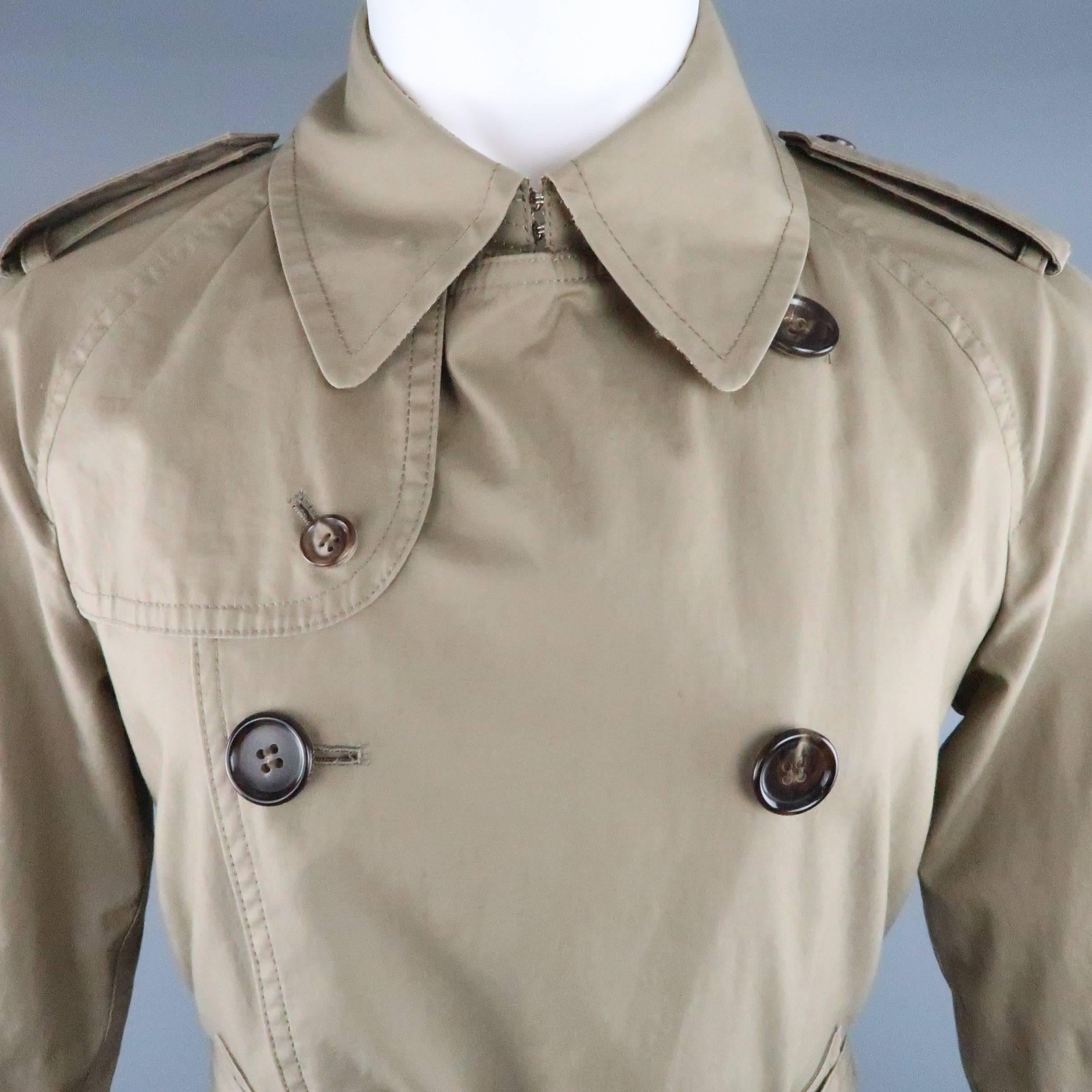 Men's JUNYA WATANABE S Khaki Cotton Yellow Paisley Liner Trenchcoat In Good Condition In San Francisco, CA