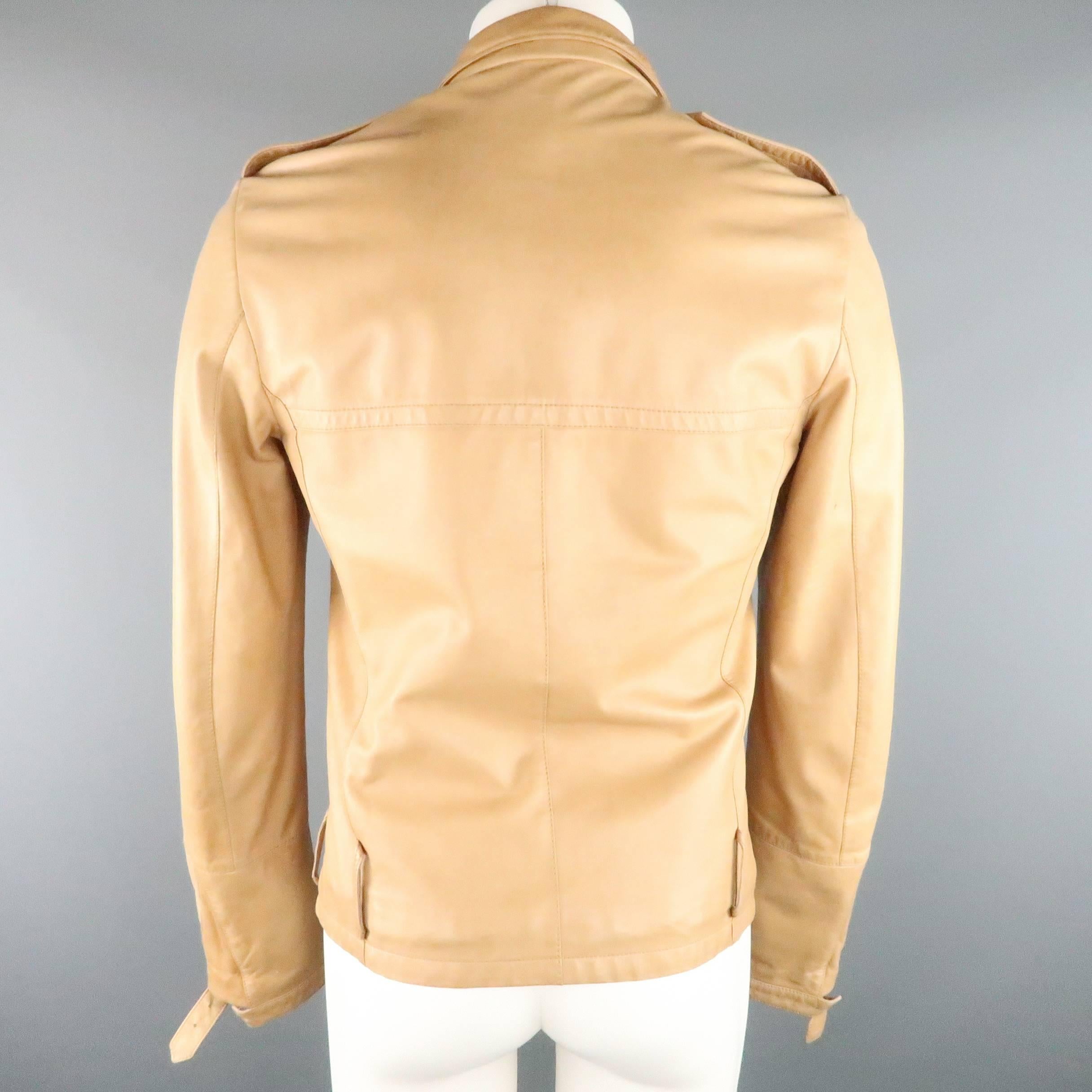 Men's GUCCI by TOM FORD 38 Light Tan Leather Motorcycle Jacket 2000 2