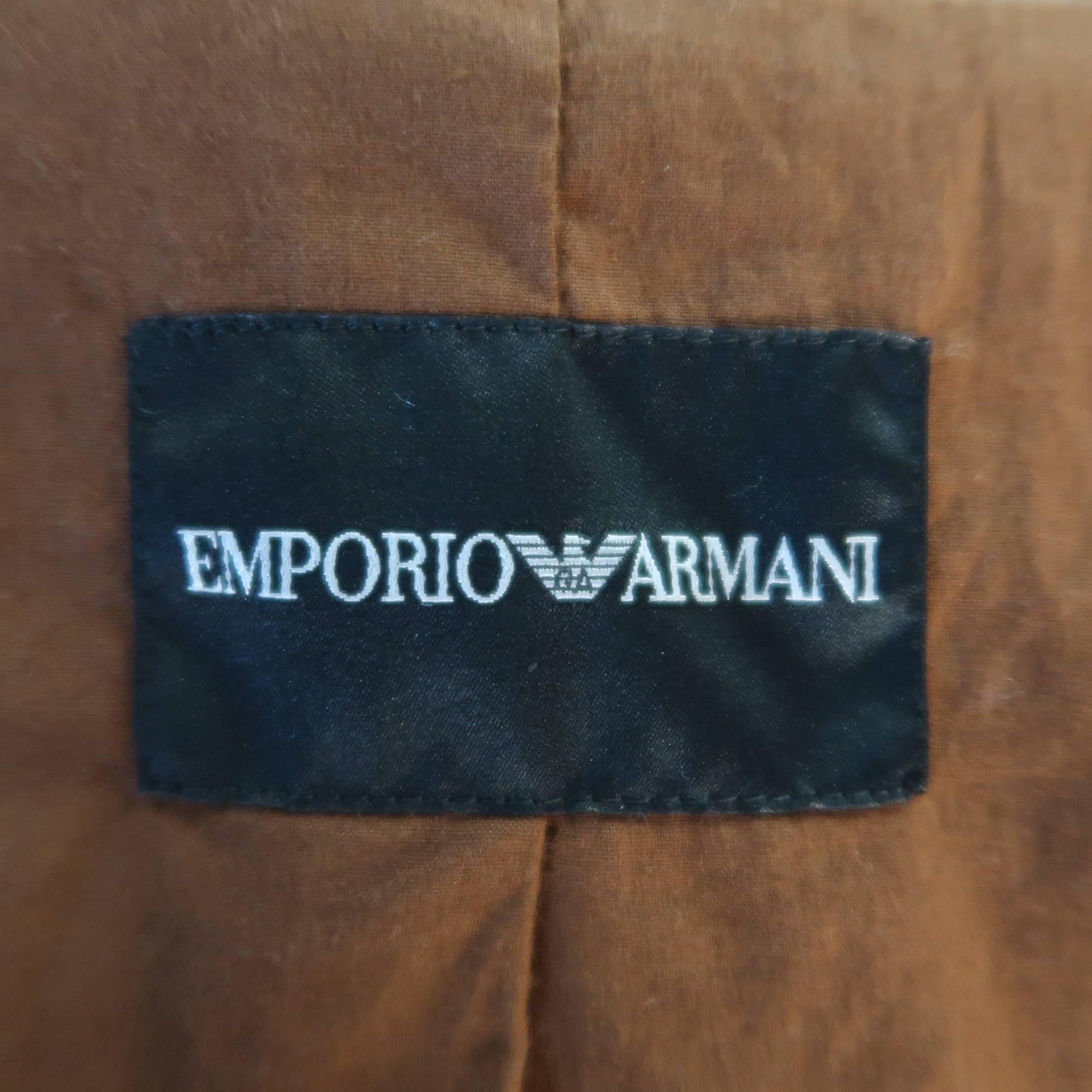 Men's EMPORIO ARMANI 40 Tan Distressed Leathe Belted Collar Motorcycle Jacket 6