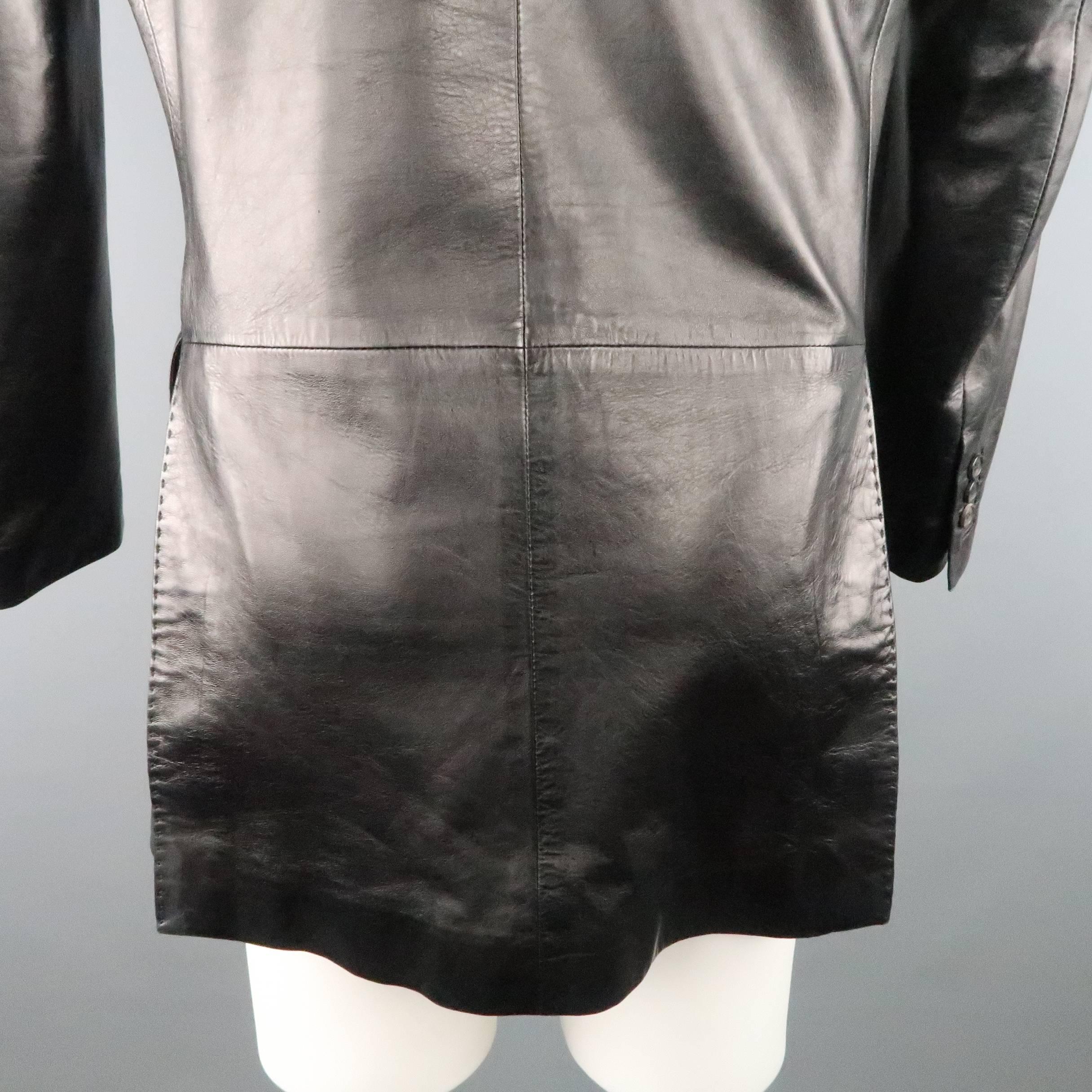 Men's YVES SAINT LAURENT by TOM FORD 40 Black Leather Notch Lapel Sport Coat 5