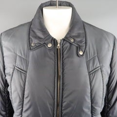 Men's MAISON MARTIN MARGIELA 40 Slate Gray Distress Dyed Nylon Puffer Jacket