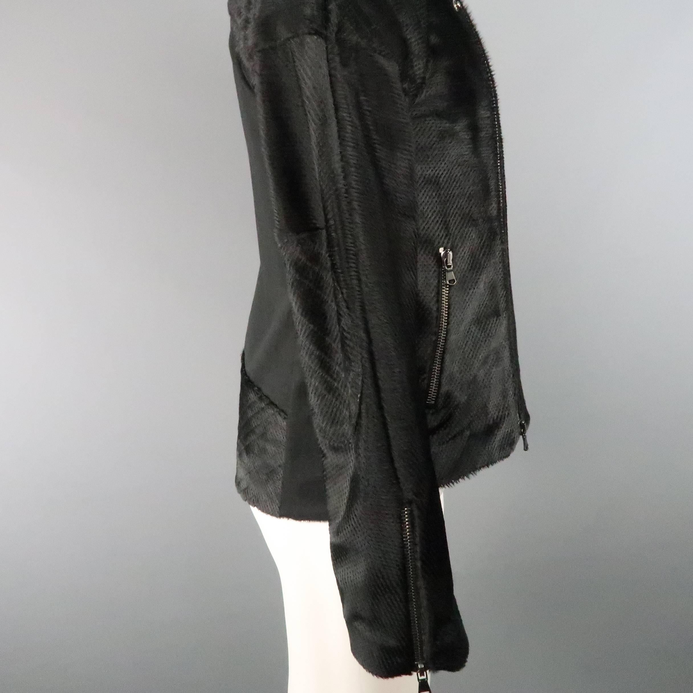 Women's or Men's Baja East Jacket - Black Perforated Ponyhair Leather, Motorcycle Coat