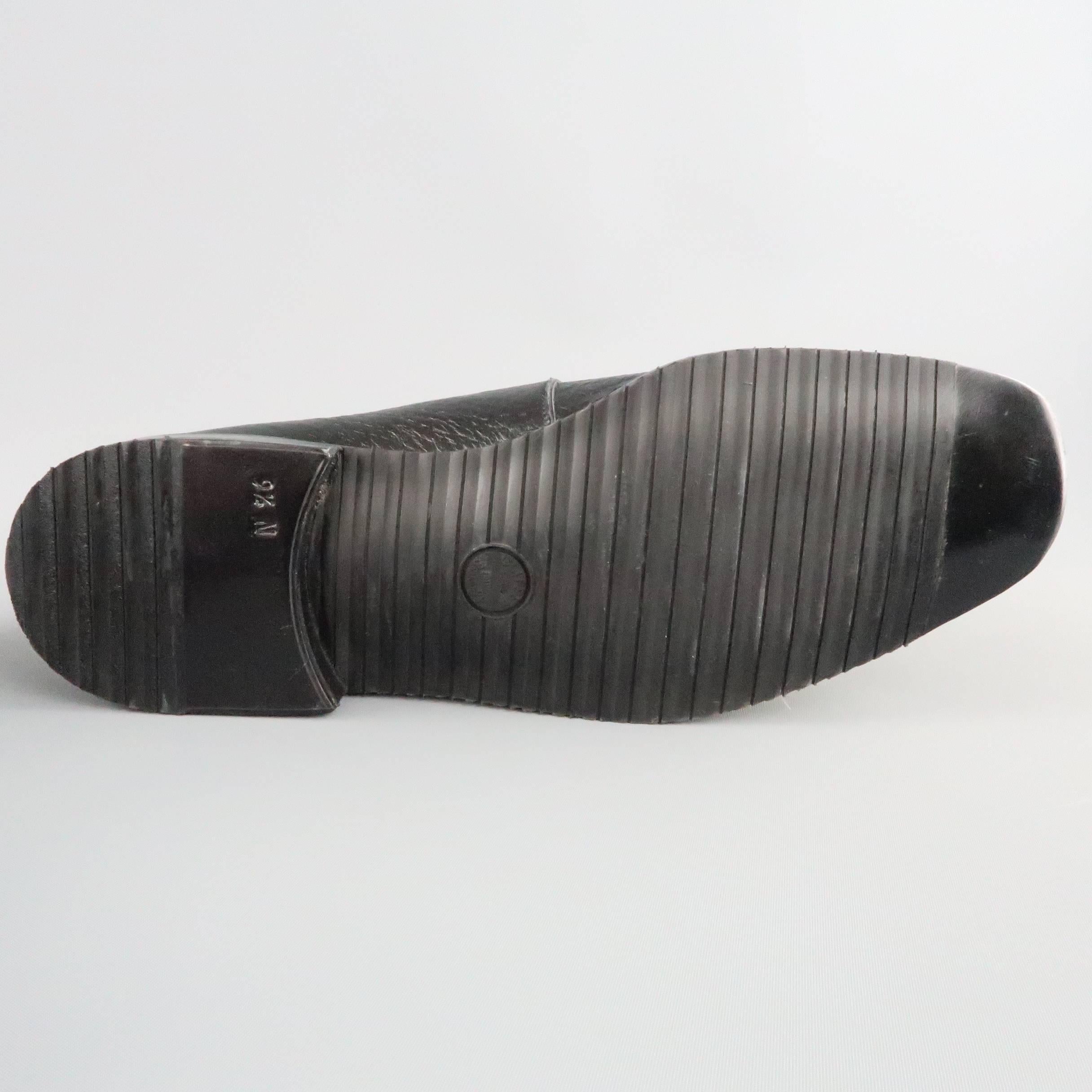 Men's GRAVATI Size 9.5 Black Textured Leather Monk Strap Loafers 4