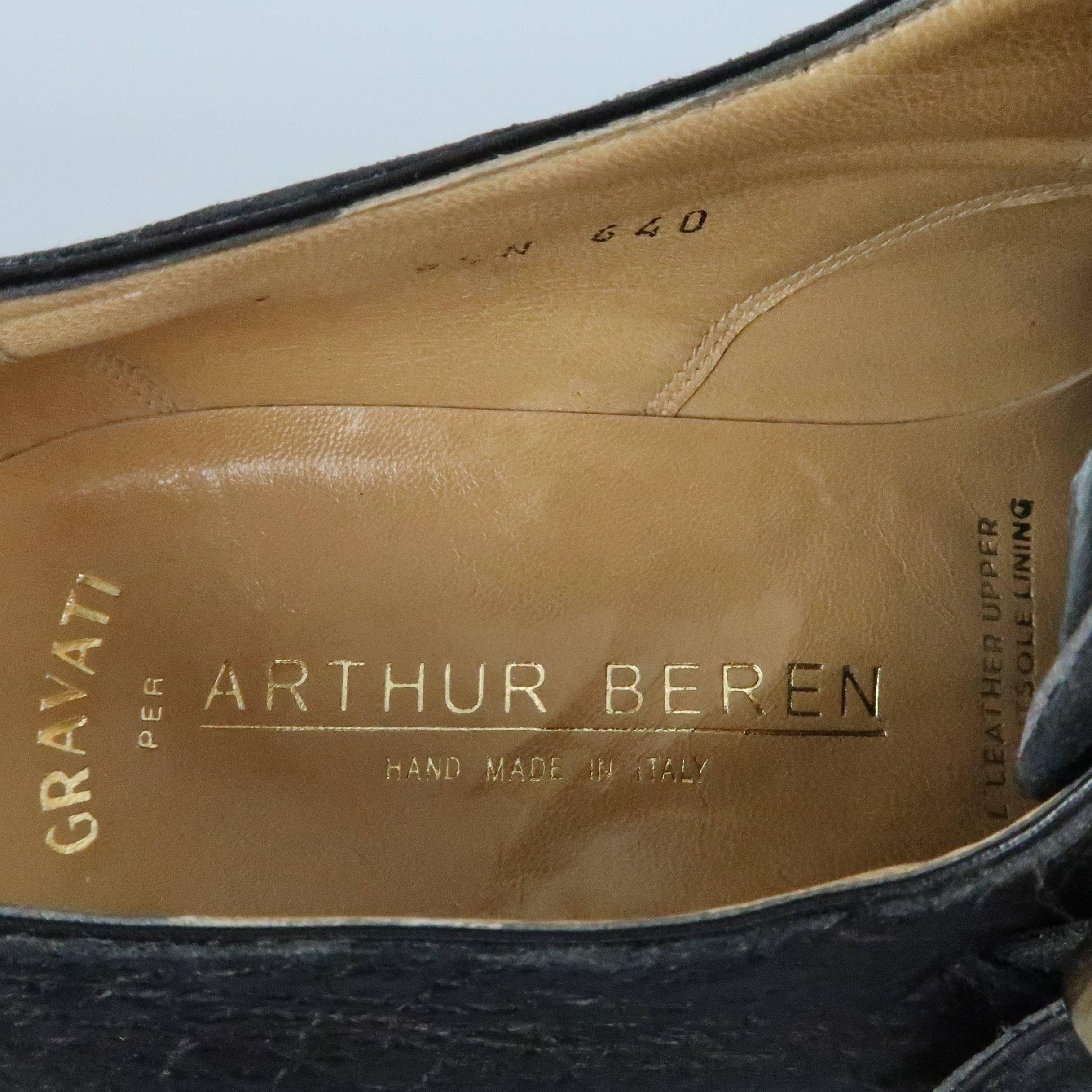 Men's GRAVATI Size 9.5 Black Textured Leather Monk Strap Loafers 5