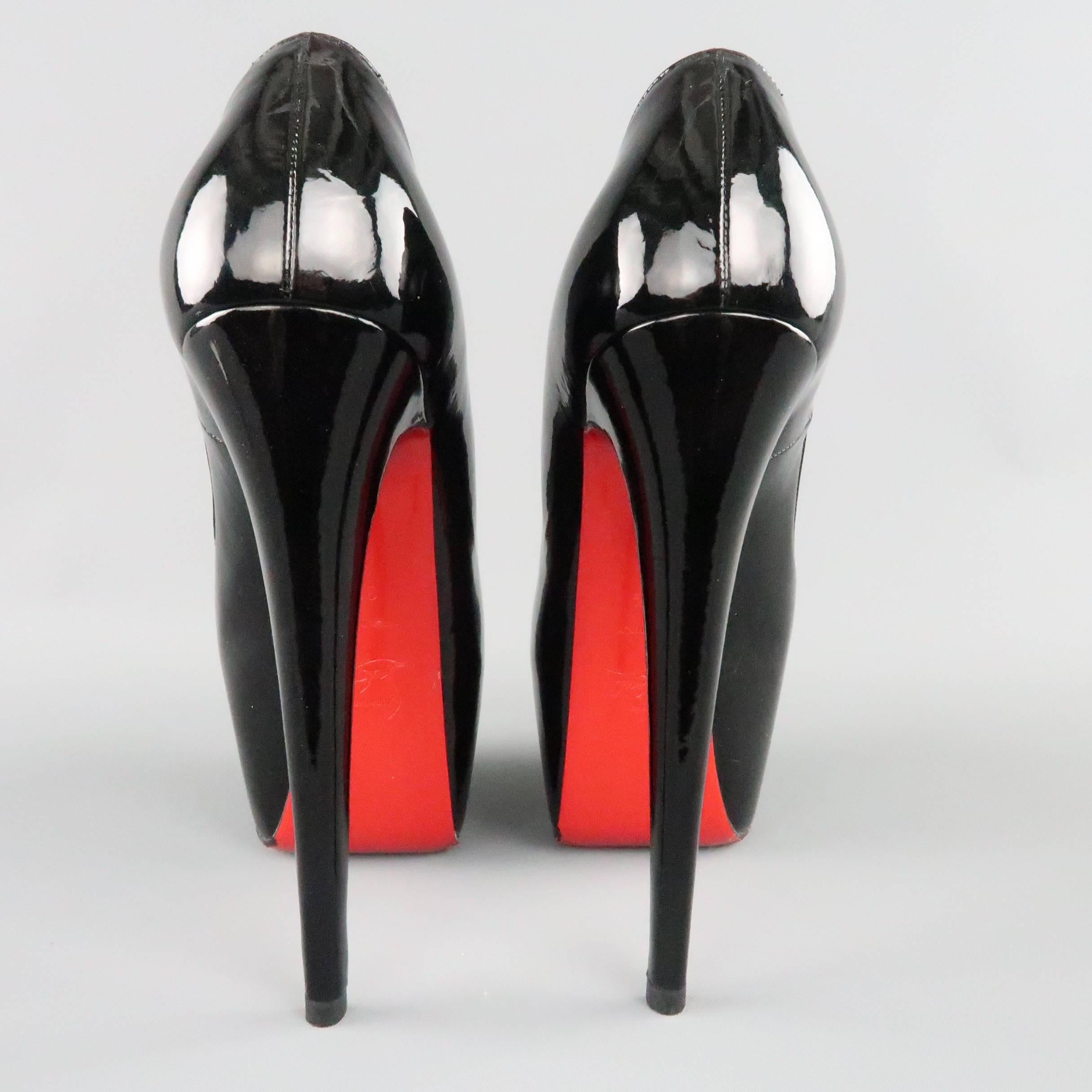 CHRISTIAN LOUBOUTIN Size 8.5 Black Patent Leather 'DAFFODILE' Platform Pumps 2