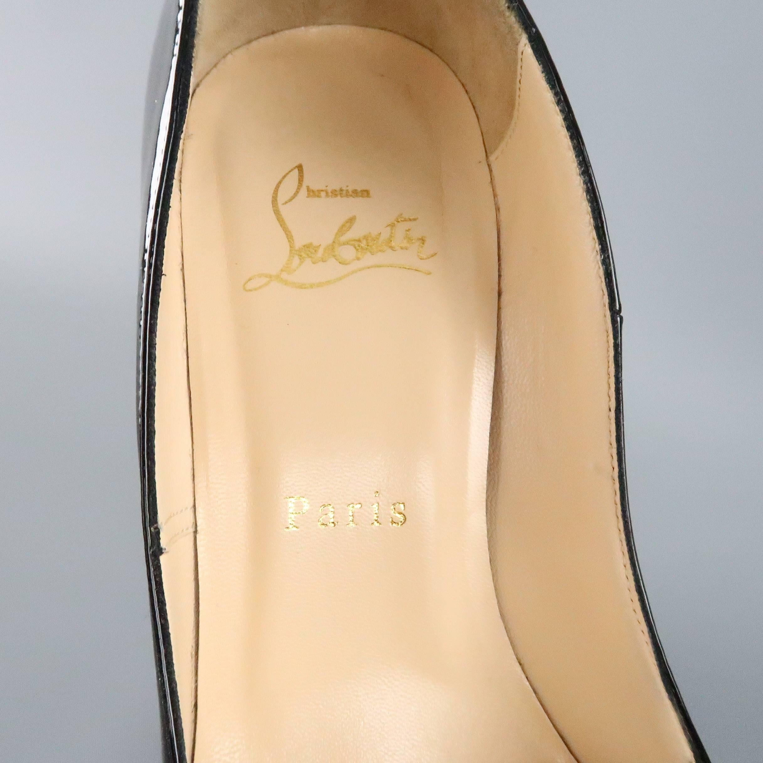 CHRISTIAN LOUBOUTIN Size 8.5 Black Patent Leather 'DAFFODILE' Platform Pumps 1