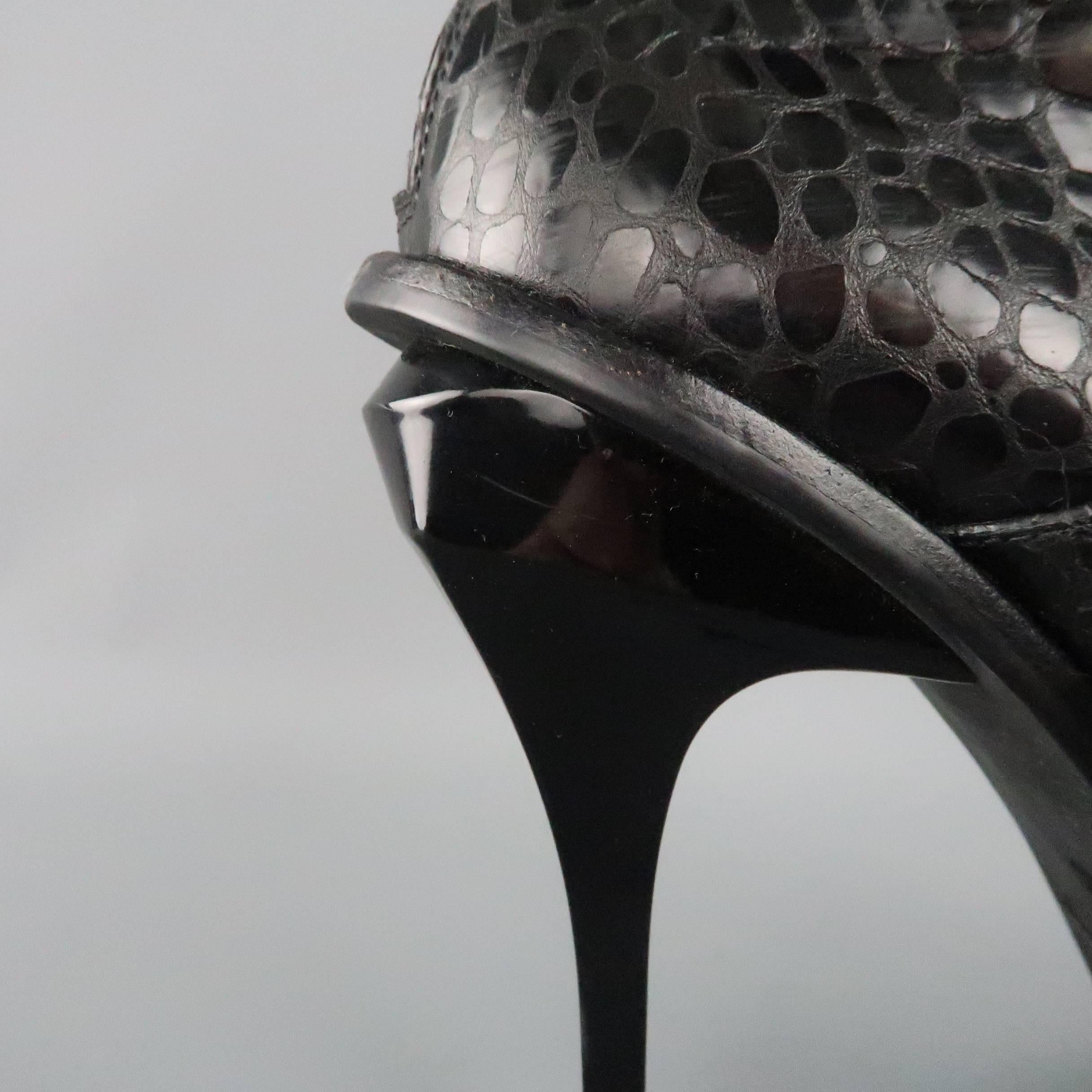 ALEXANDER WANG Size 8 Black Alligator Embossed Western Buckle Boots 2