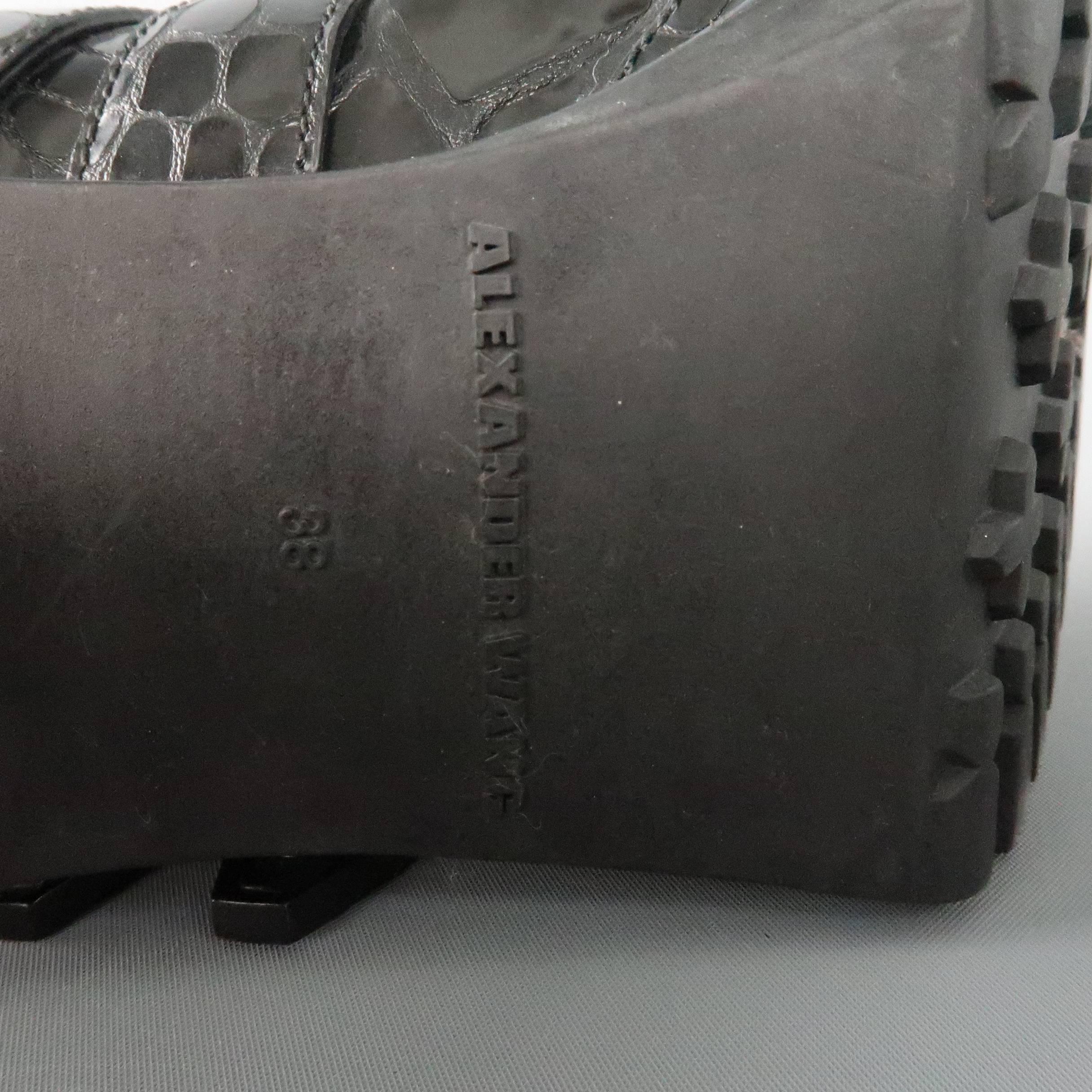 ALEXANDER WANG Size 8 Black Alligator Embossed Western Buckle Boots 4
