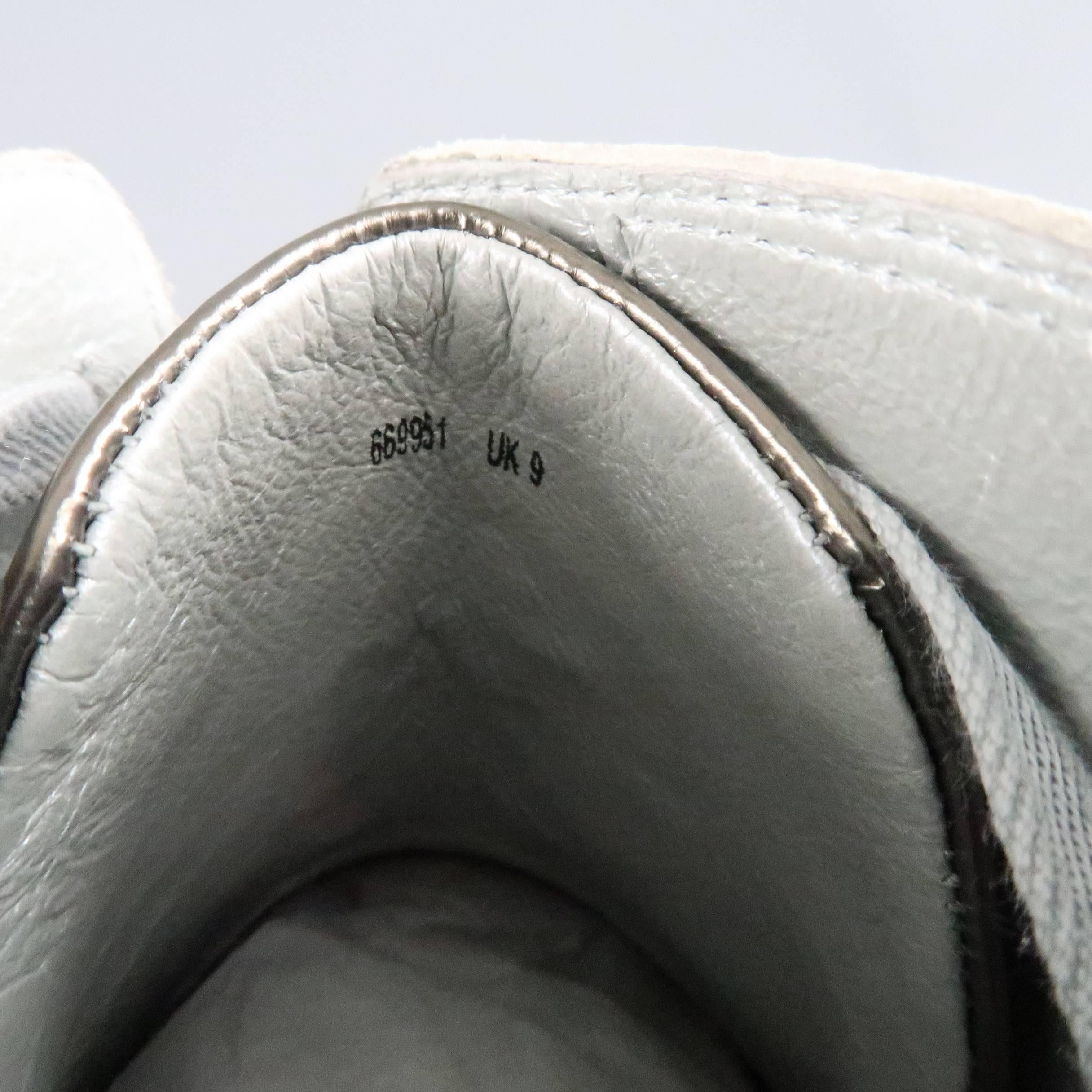 Y-3 by Yohji Yamamoto Size 10.5 Metallic Silver Leather High Top Sneakers 4