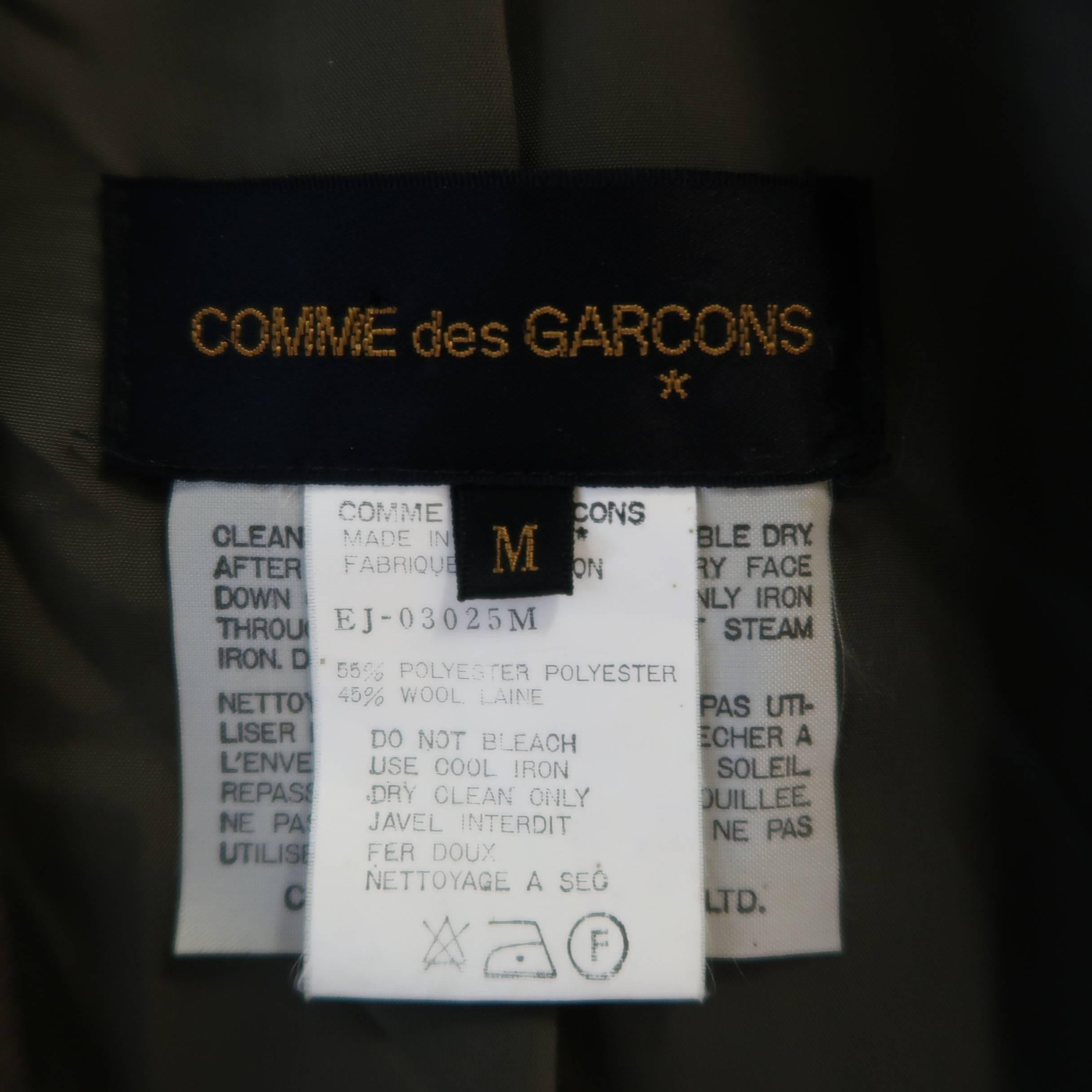 COMME des GARCONS Size M Olive Green Pleated Wool Blend Sport Coat 3