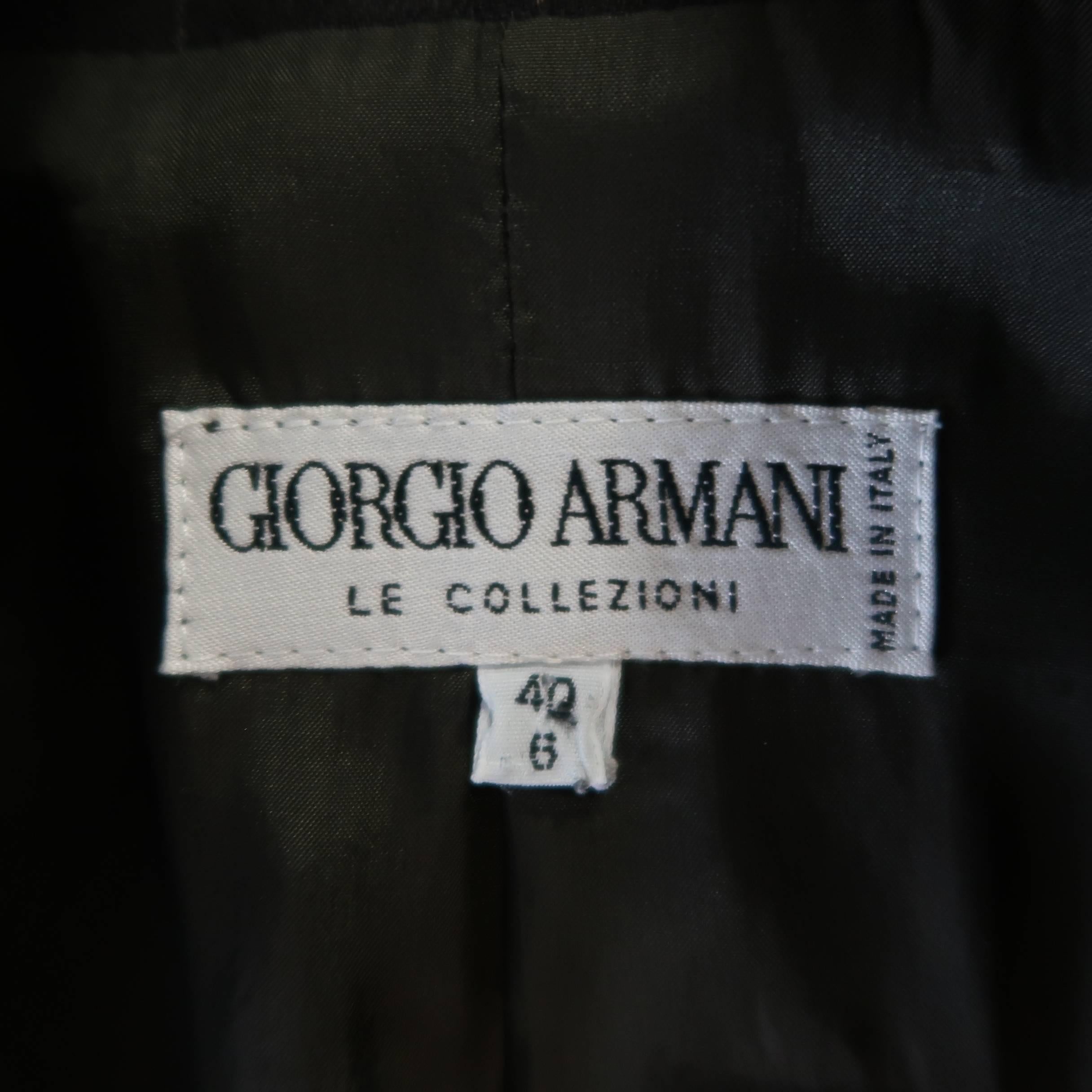 GIORGIO ARMANI Size 6 Brown Windowpane Wool Double Breasted Fur Collar Jacket 3