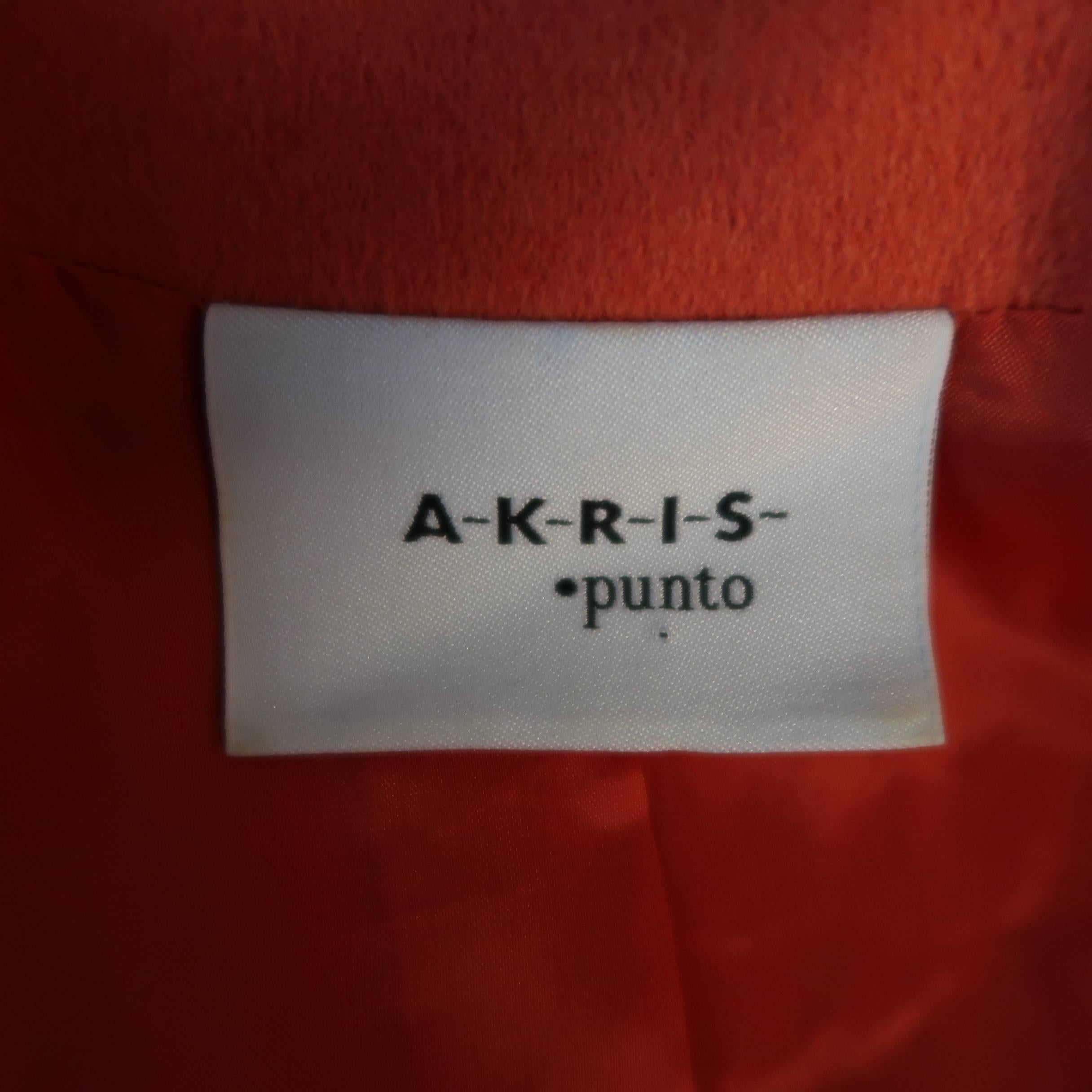 AKRIS Size 8 Orange Wool / Angora Shawl Collar Hidden Placket Jacket 2