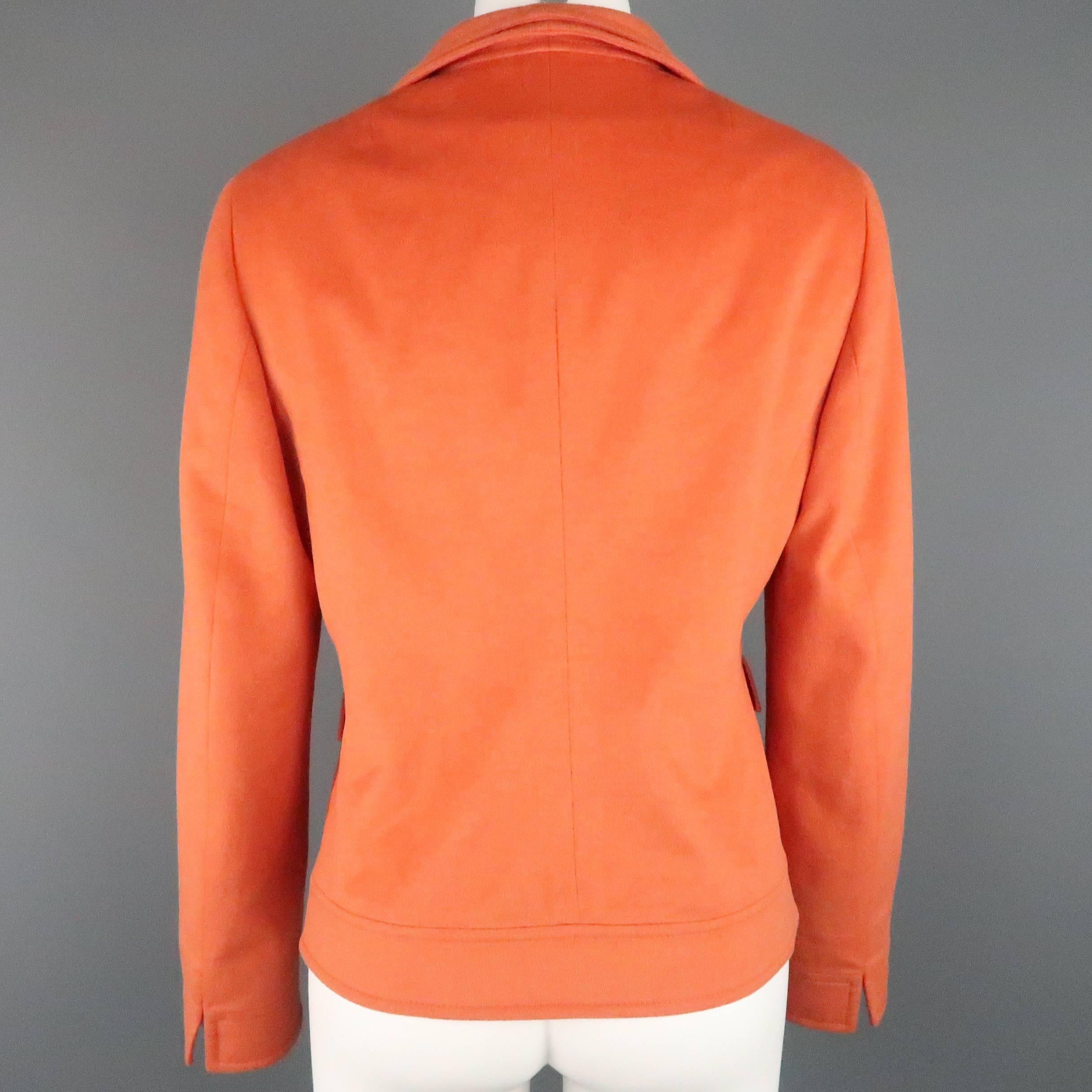 AKRIS Size 8 Orange Wool / Angora Shawl Collar Hidden Placket Jacket 1