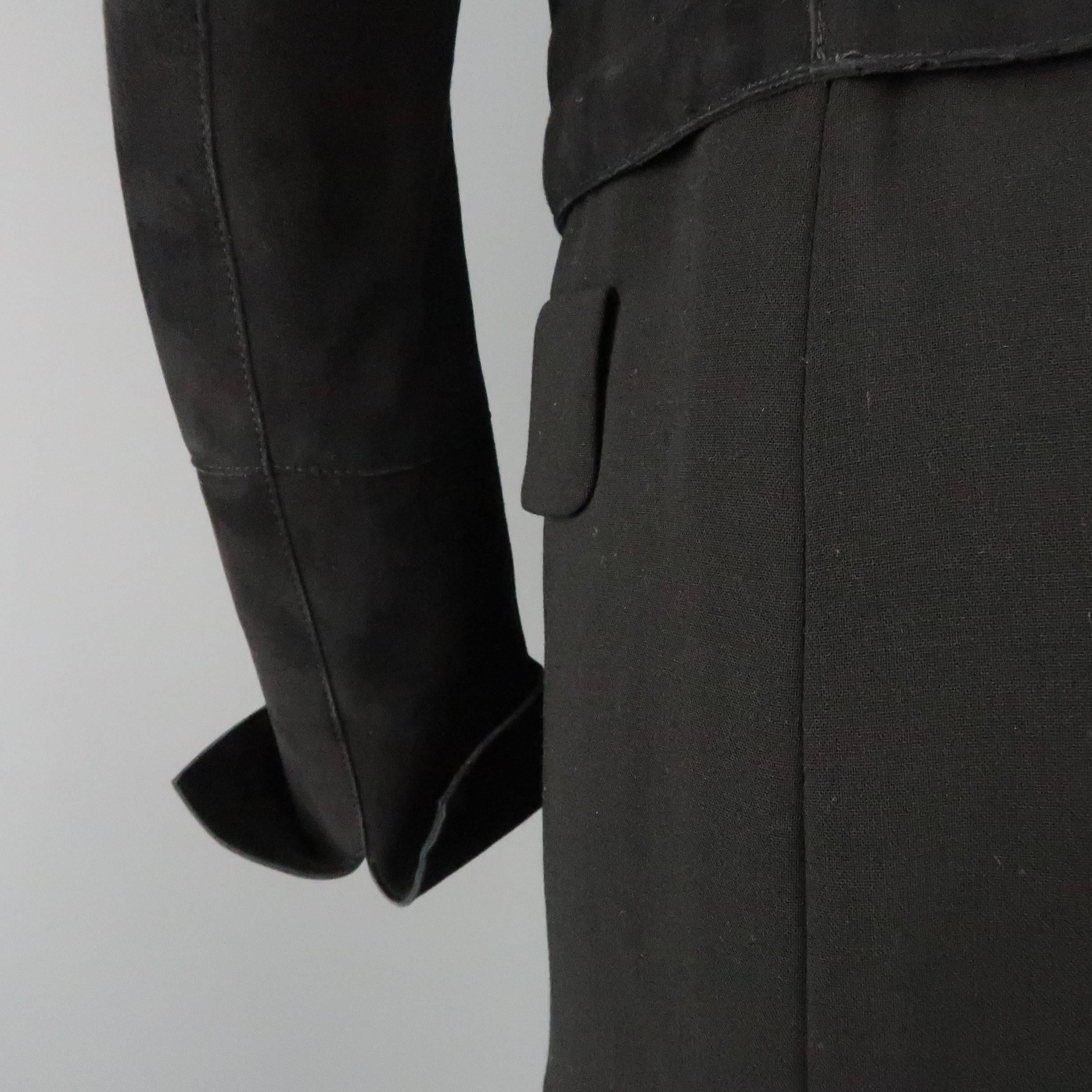AKRIS Size 10 Black Suede & Wool Zip Off Sport Coat Jacket 2