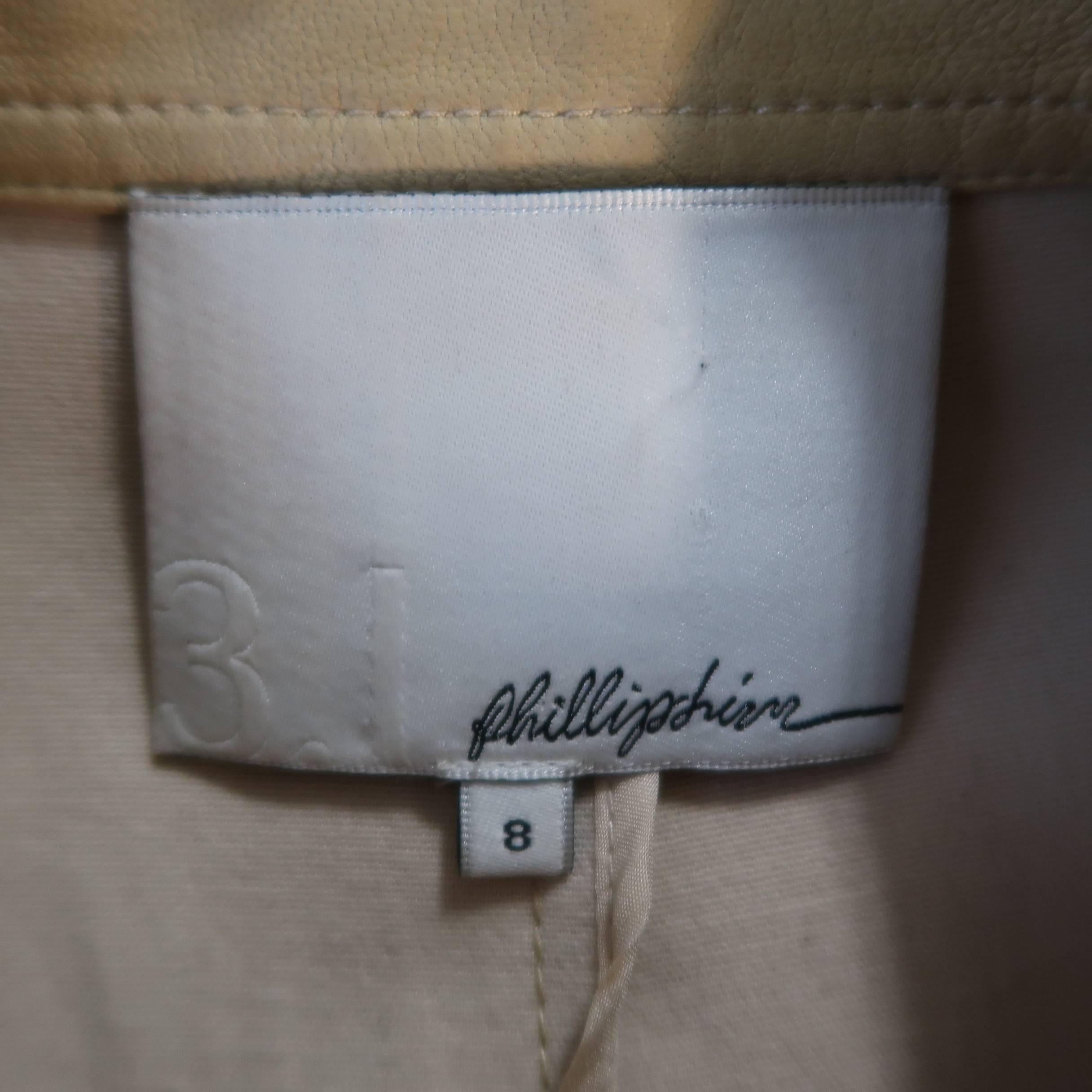 3.1 PHILLIP LIM Size 8 Beige Leather Patch Pocket Safari Jacket 5