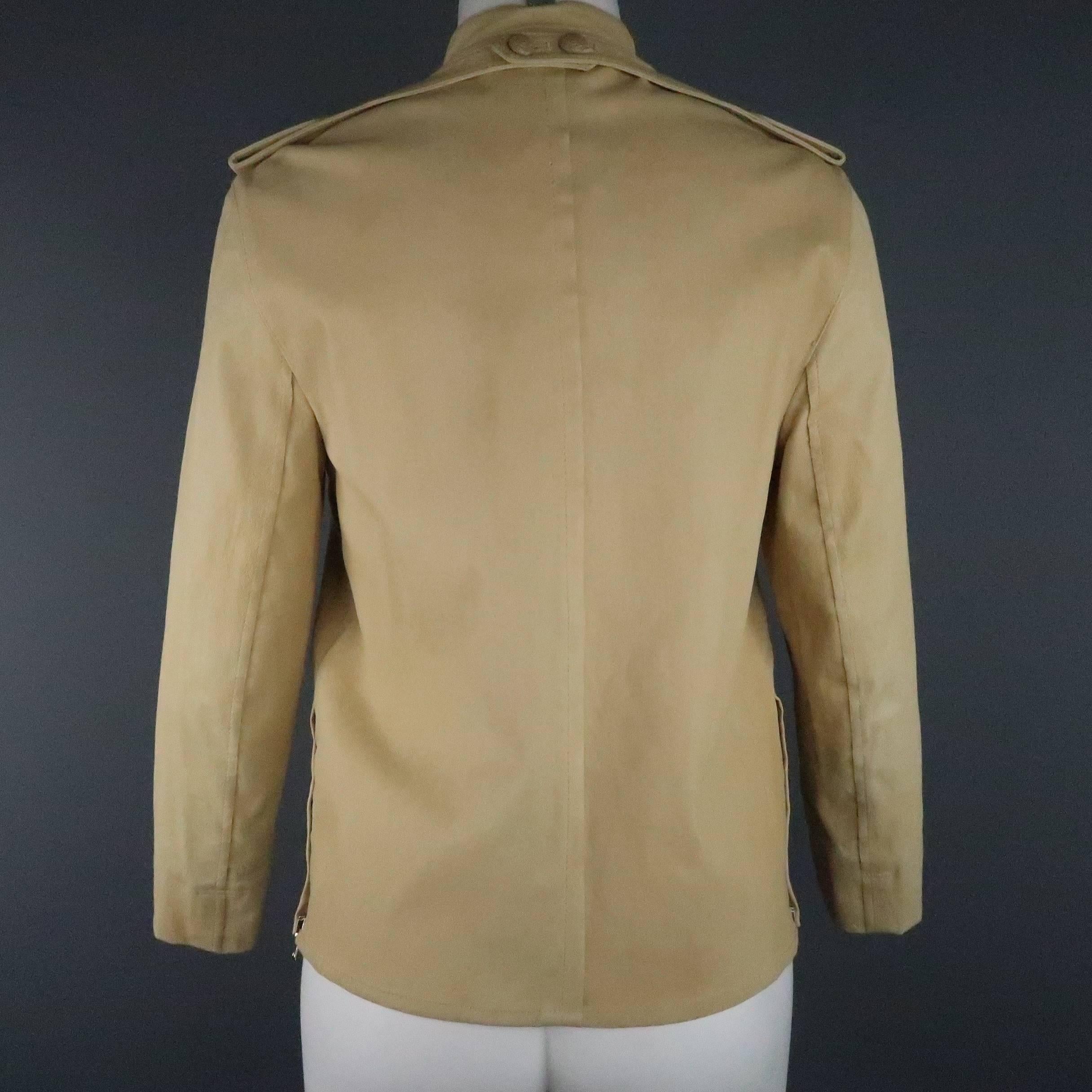 3.1 PHILLIP LIM Size 8 Beige Leather Patch Pocket Safari Jacket 3