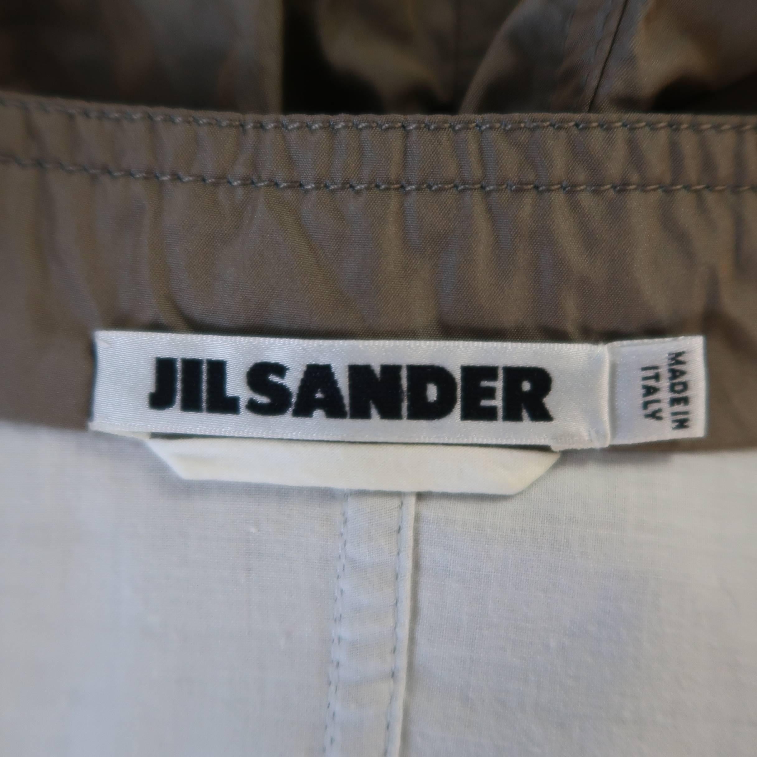 Women's JIL SANDER Size 4 Taupe Iridescent Wrinkled Taffeta Jacket
