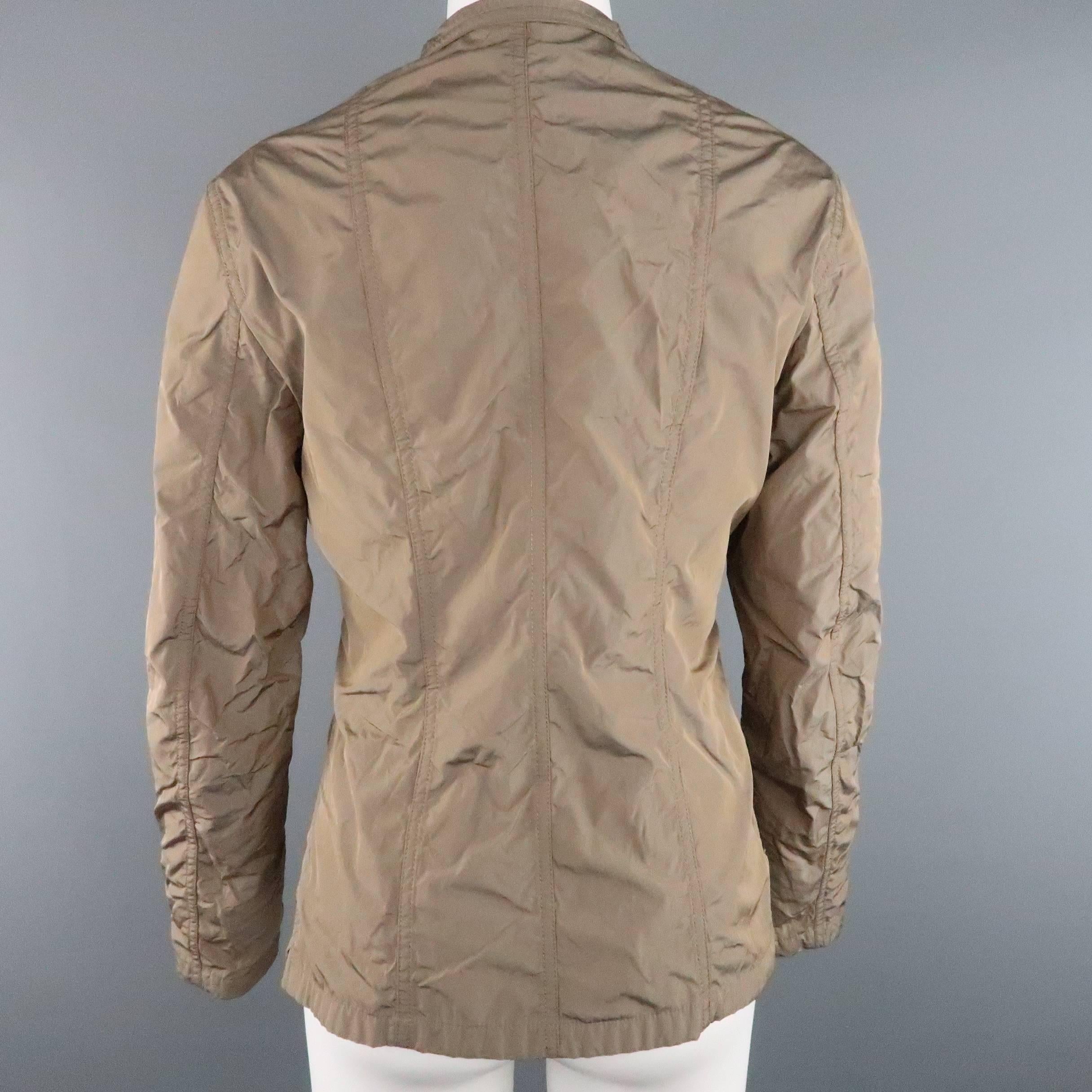 JIL SANDER Size 4 Taupe Iridescent Wrinkled Taffeta Jacket In Excellent Condition In San Francisco, CA