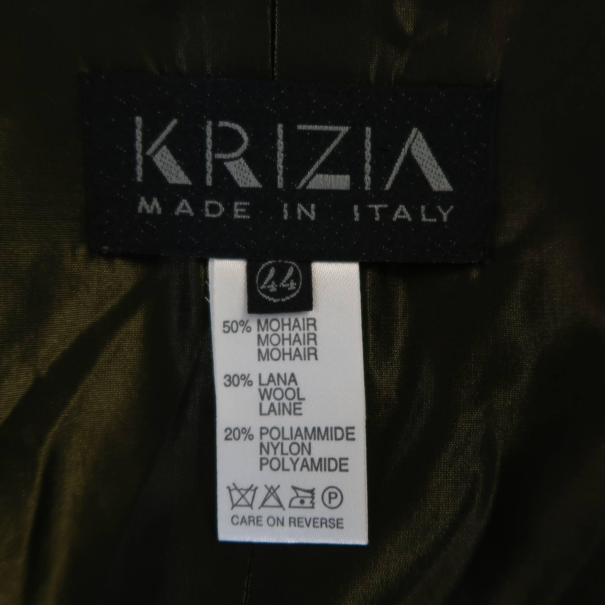 KRIZIA Size 12 Orange Mohair / Wool Collarless Zip Jacket 1