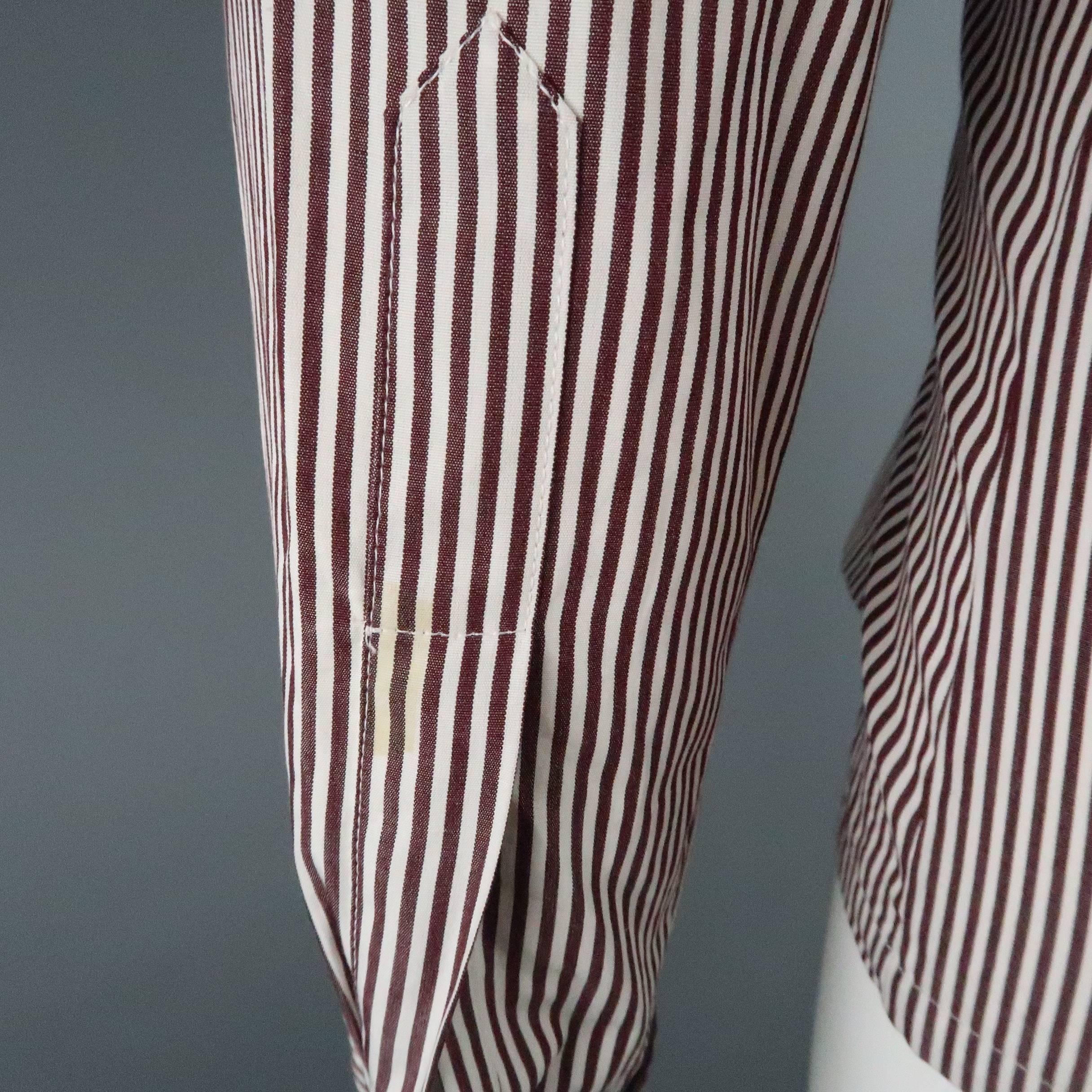 Women's COPPERWHEAT BLUNDELL 12 Burgundy Stripe Cotton Asymmetrical French Cuff Blouse