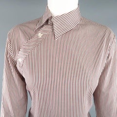 COPPERWHEAT BLUNDELL 12 Burgundy Stripe Cotton Asymmetrical French Cuff Blouse